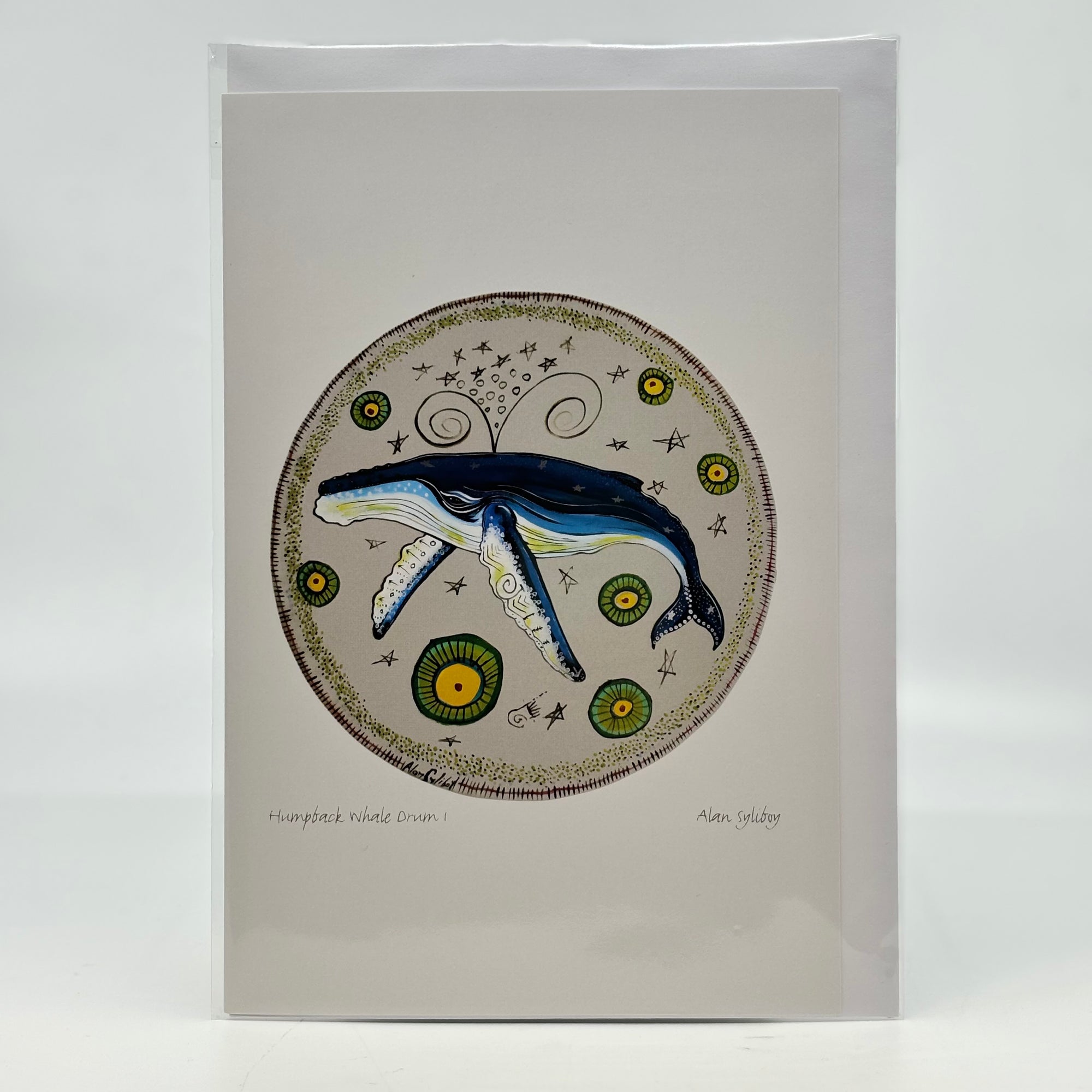 Art Card Alan Syliboy Humpback Whale Drum I - Canadian Art Prints Inc. - Art Card - House of Himwitsa Art Gallery