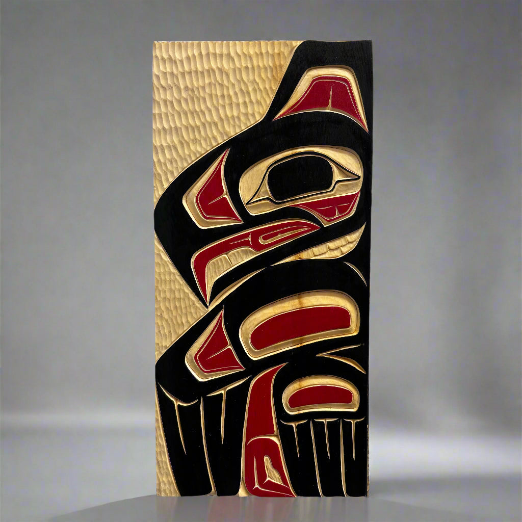 Randy Adams Eagle Yellow Cedar Panel 6" x 12" -  - Panel - House of Himwitsa Art Gallery