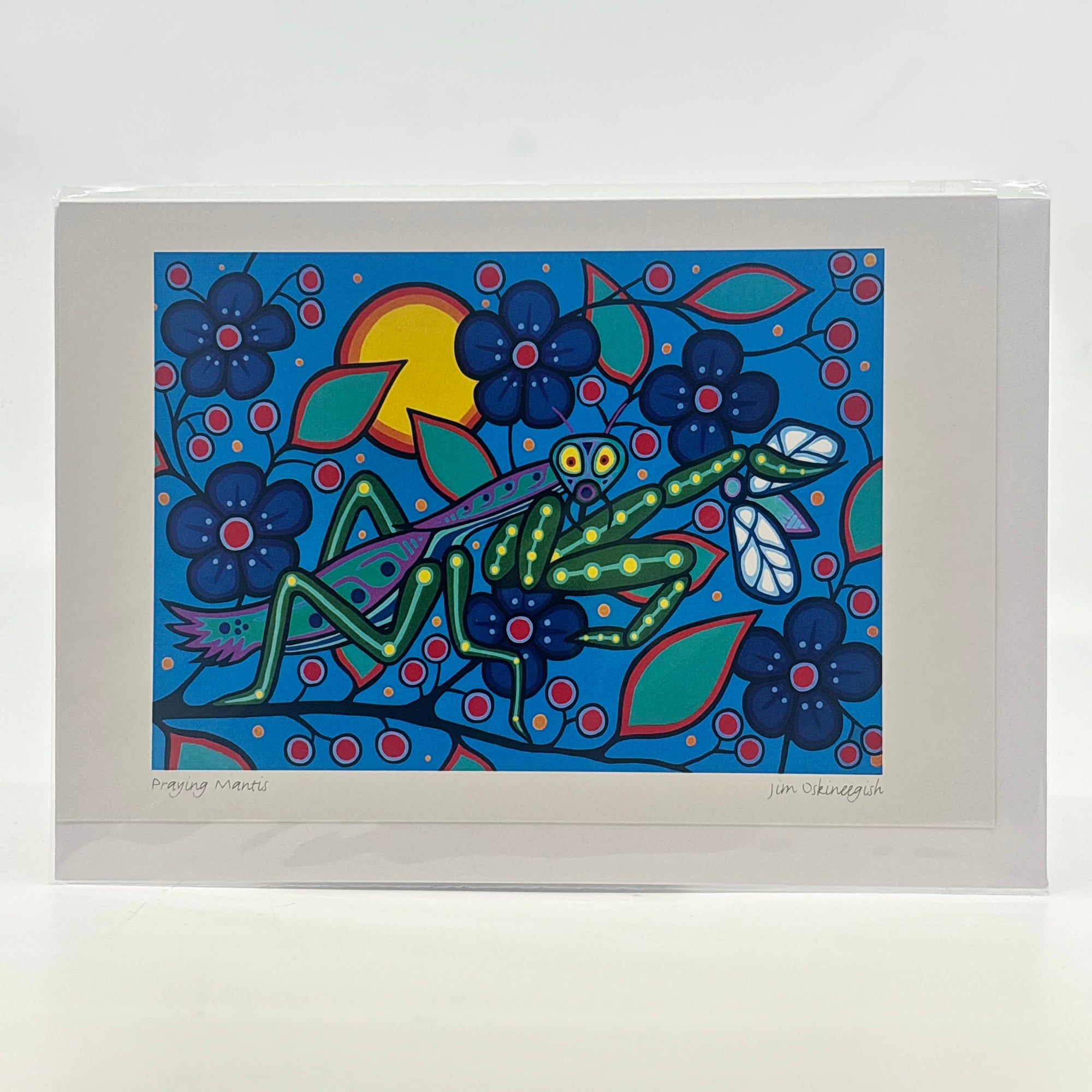 Art Card Jim Oskineegish Praying Mantis - Canadian Art Prints Inc. - Art Card - House of Himwitsa Art Gallery