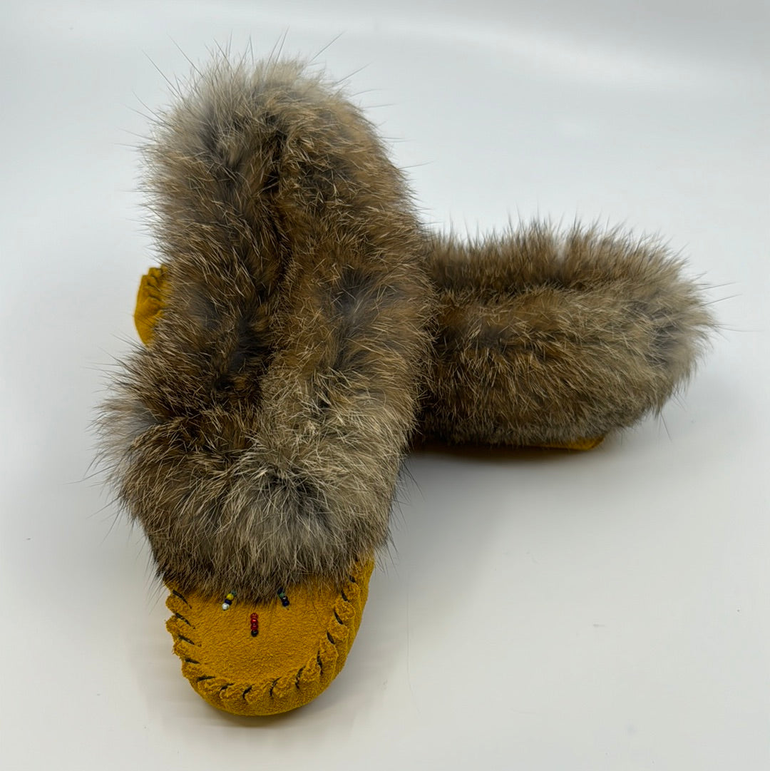 Juniors Moccasins with Brown Rabbit Fur 221J -  -  - House of Himwitsa Art Gallery