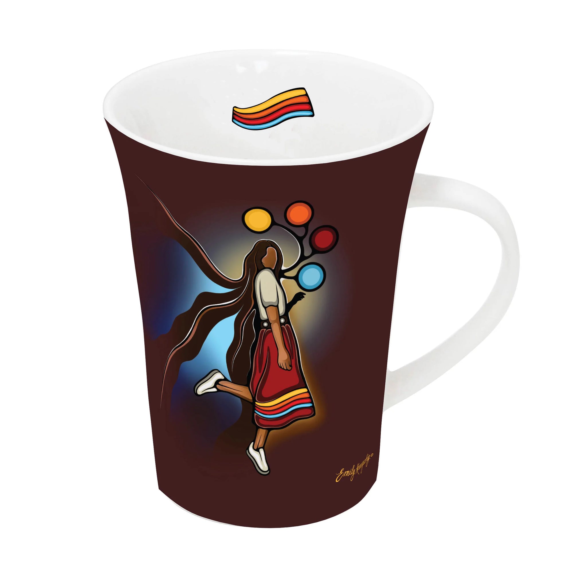Porcelain Mug Emily Kewageshig A Skirt with a Story -  - Mugs - House of Himwitsa Art Gallery