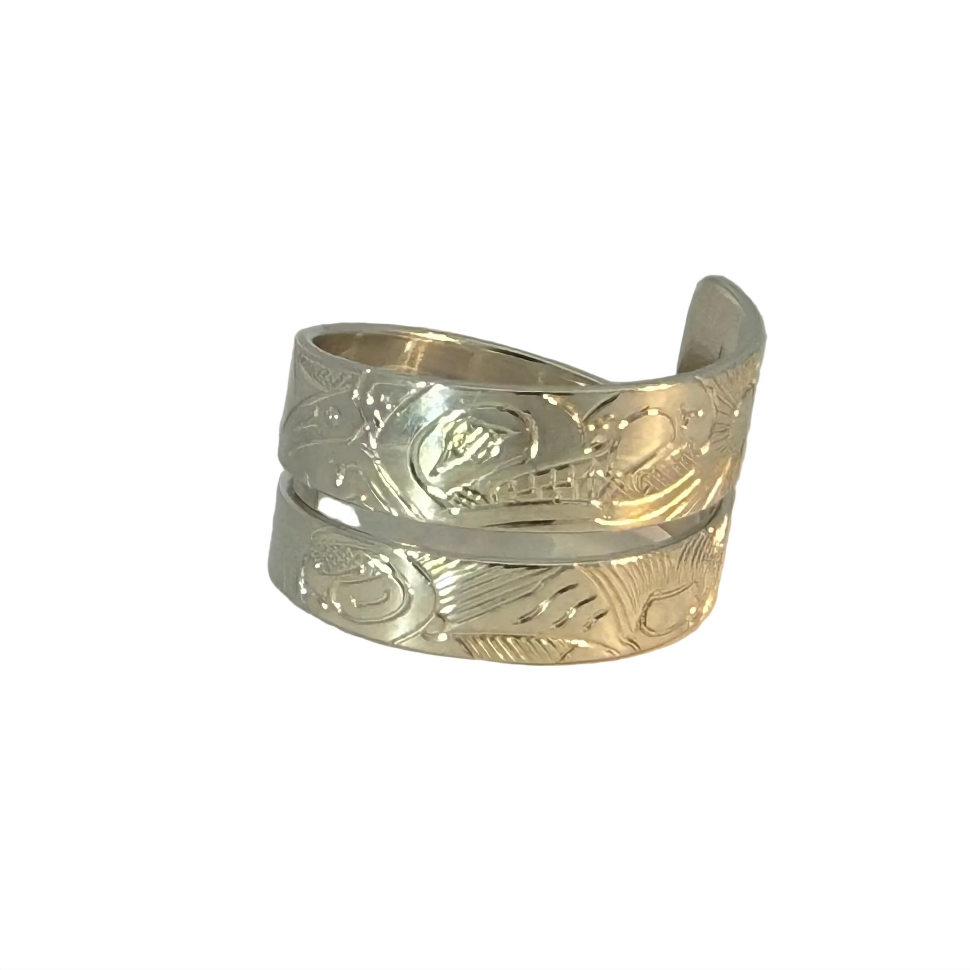 Matthew Mckay Silver Wrap Ring Bear and Salmon