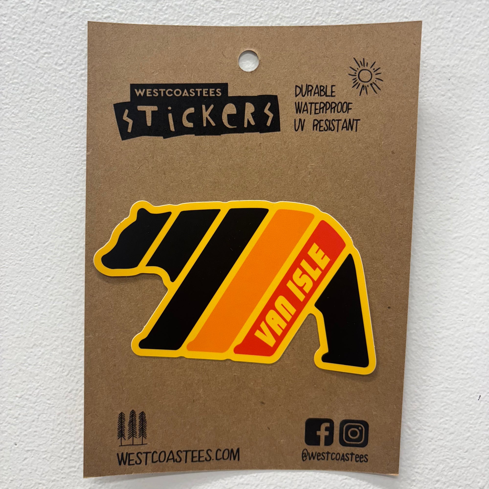 Westcoastees Sticker Retro Bear Yellow -  - Westcoastees Sticker - House of Himwitsa Art Gallery