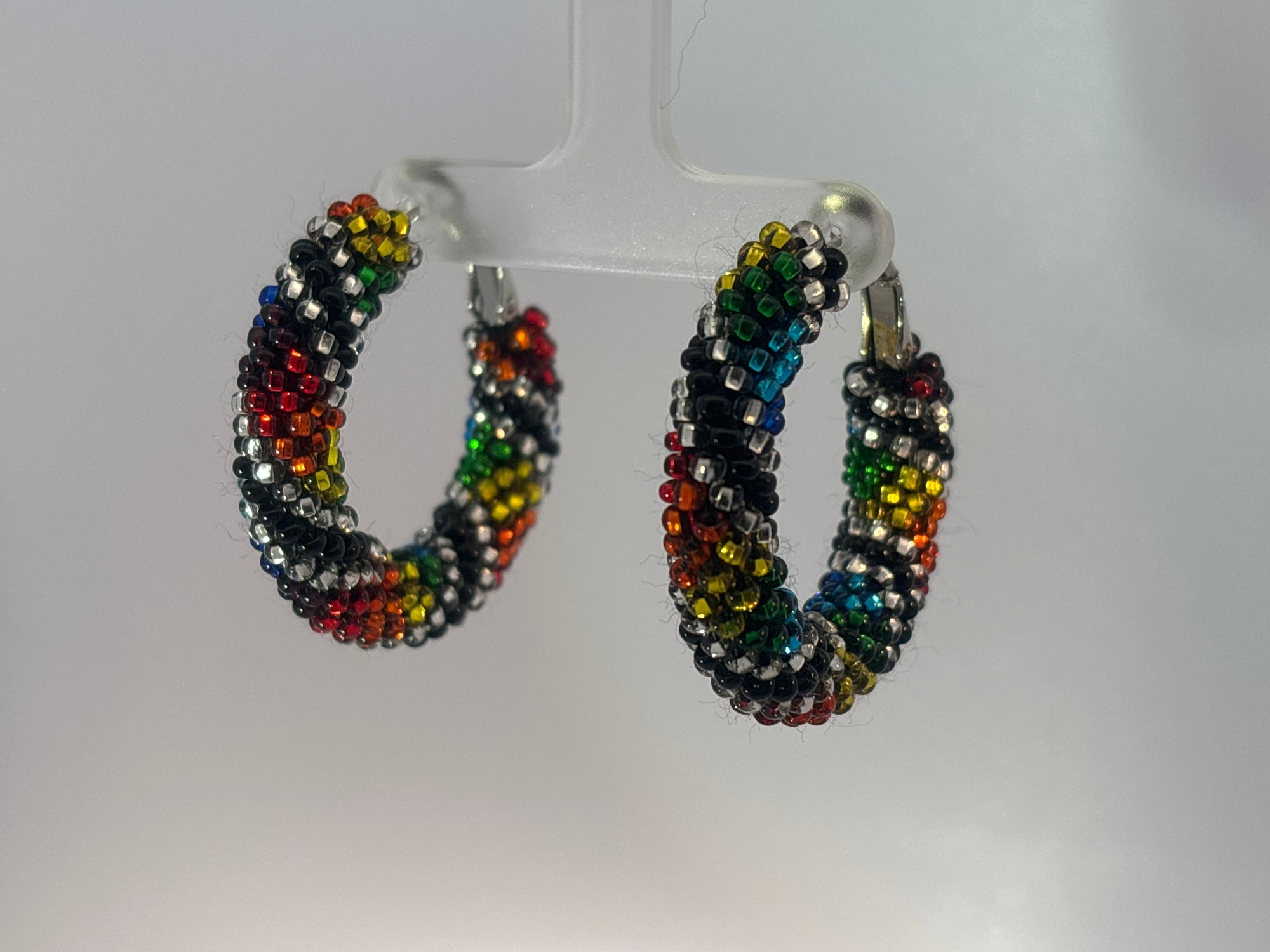 Beaded Earring Small Crochet Hoops