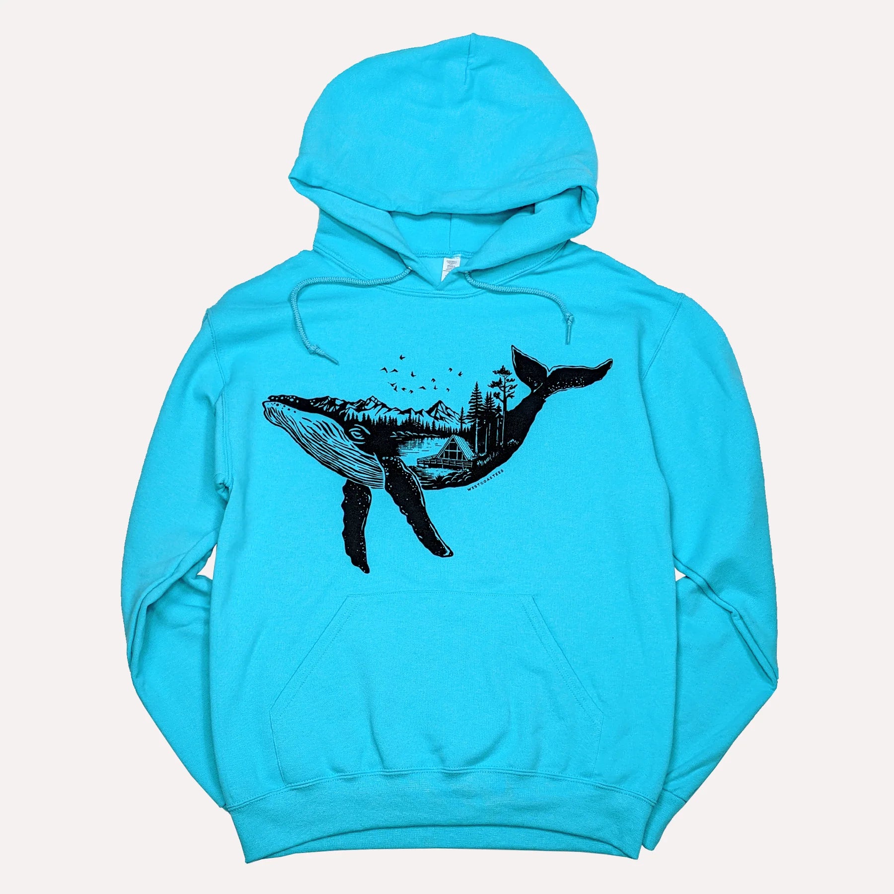 Westcoastees A Frame Whale Hoodie Ocean Blue - Westcoastees A Frame Whale Hoodie Ocean Blue -  - House of Himwitsa Native Art Gallery and Gifts