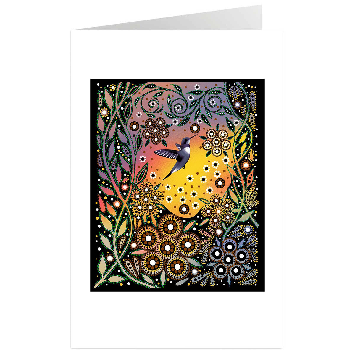 Art Card Betty Albert Hummingbird and Flowers -  - Art Card - House of Himwitsa Art Gallery