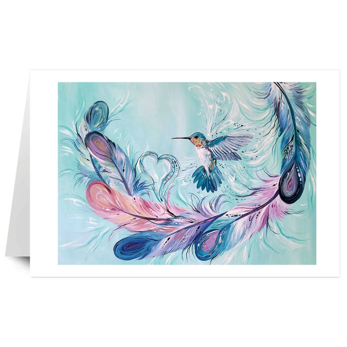 Art Card Carla Joseph Hummingbird Feathers -  - Art Card - House of Himwitsa Art Gallery