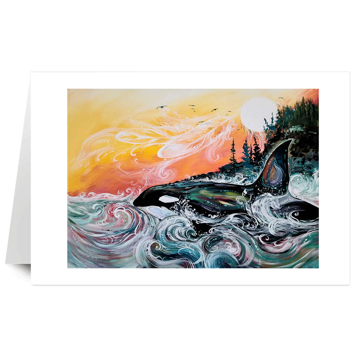 Art Card Carla Joseph Killer Whale Sunset -  - Art Card - House of Himwitsa Art Gallery