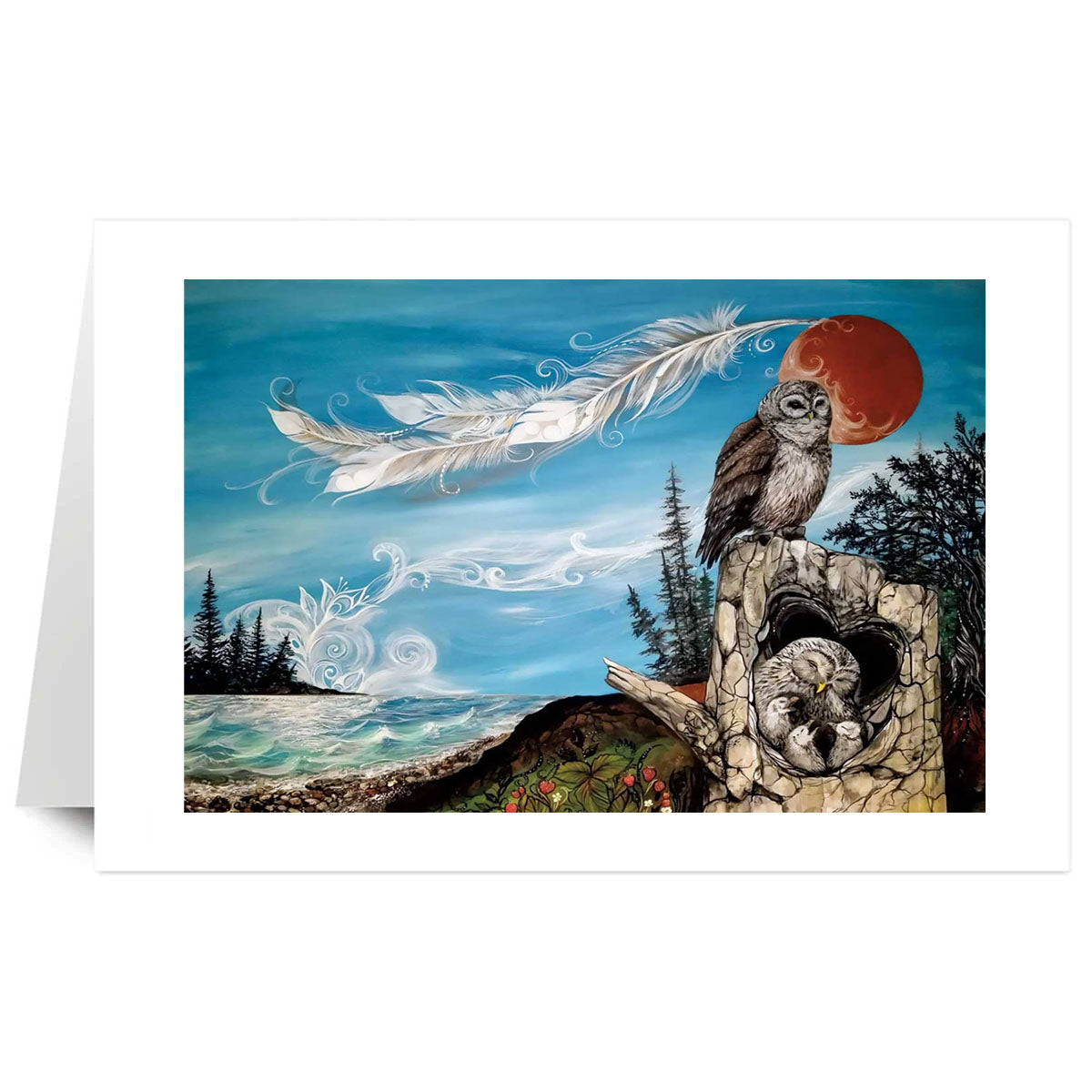Art Card Karen Erickson Owl Family -  - Art Card - House of Himwitsa Art Gallery