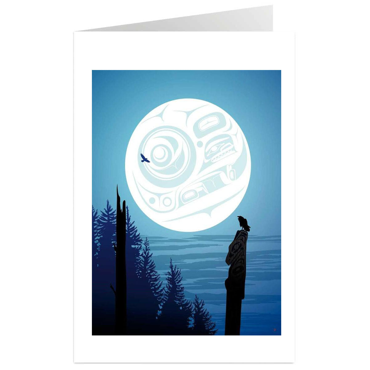 Art Card Mark Preston Full Moon Raven -  - Art Card - House of Himwitsa Art Gallery