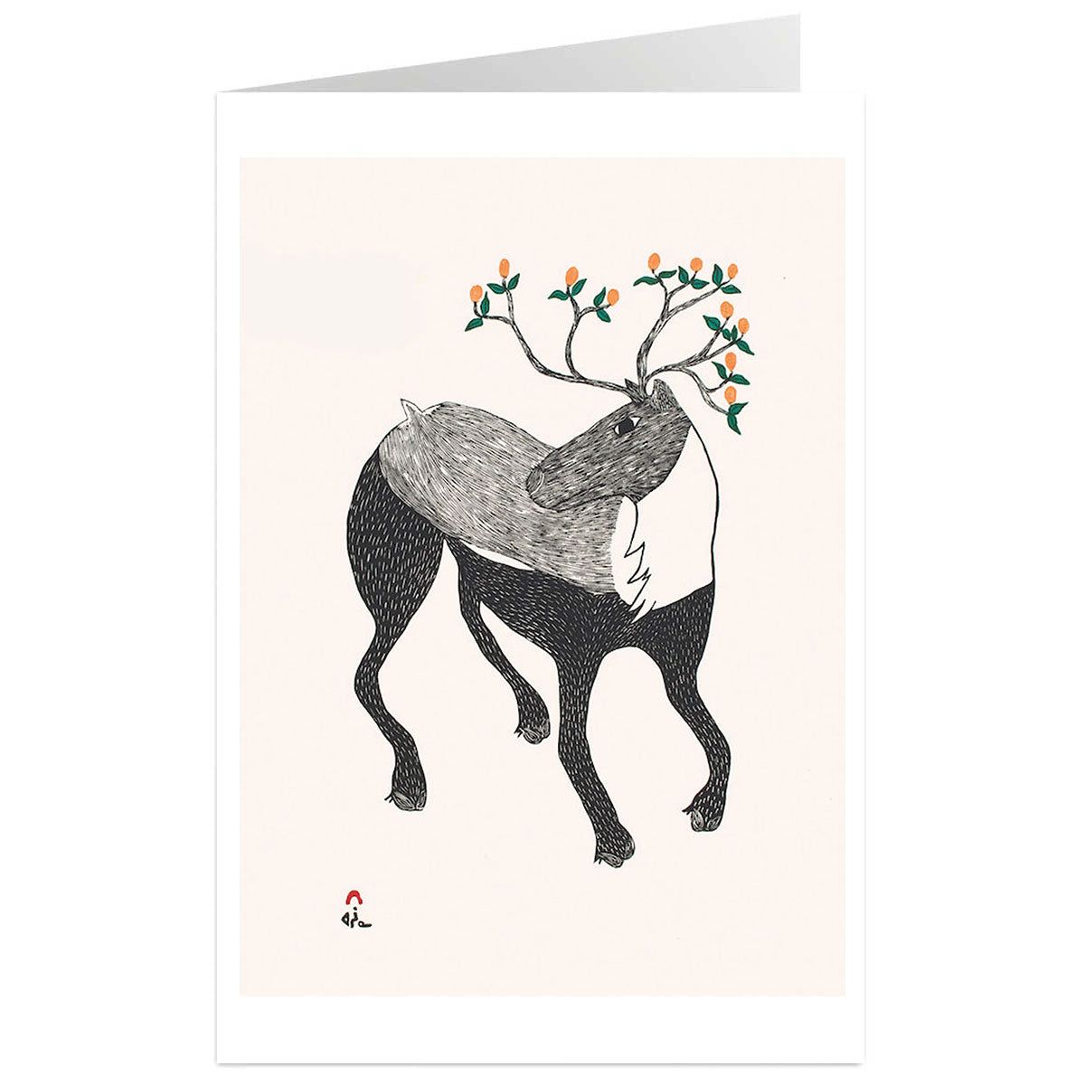 Art Card Ningiukulu Teevee Caribou in Bloom -  -  - House of Himwitsa Art Gallery