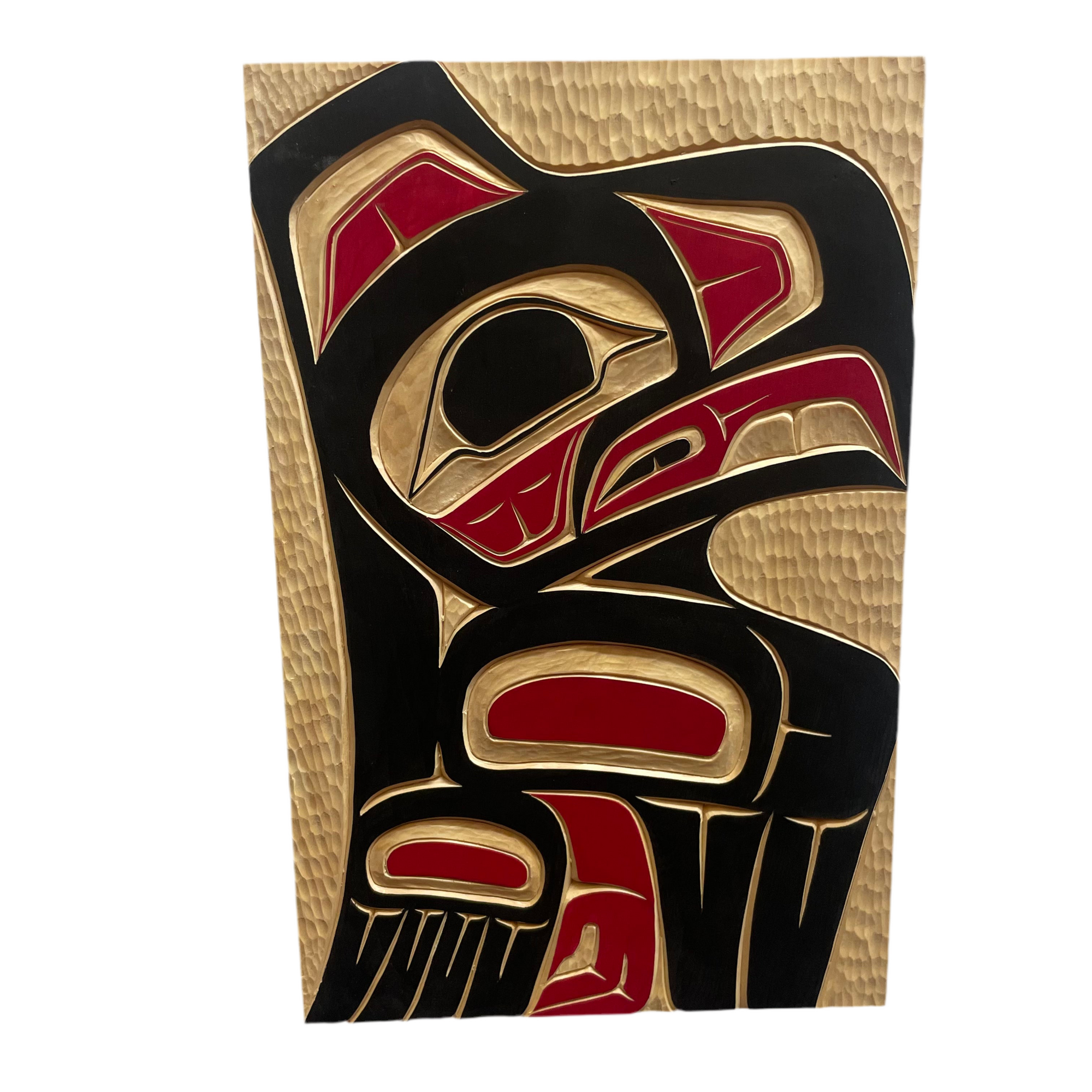 Randy Adams Panel Yellow Cedar Eagle 8 x 12 -  - Panel - House of Himwitsa Art Gallery