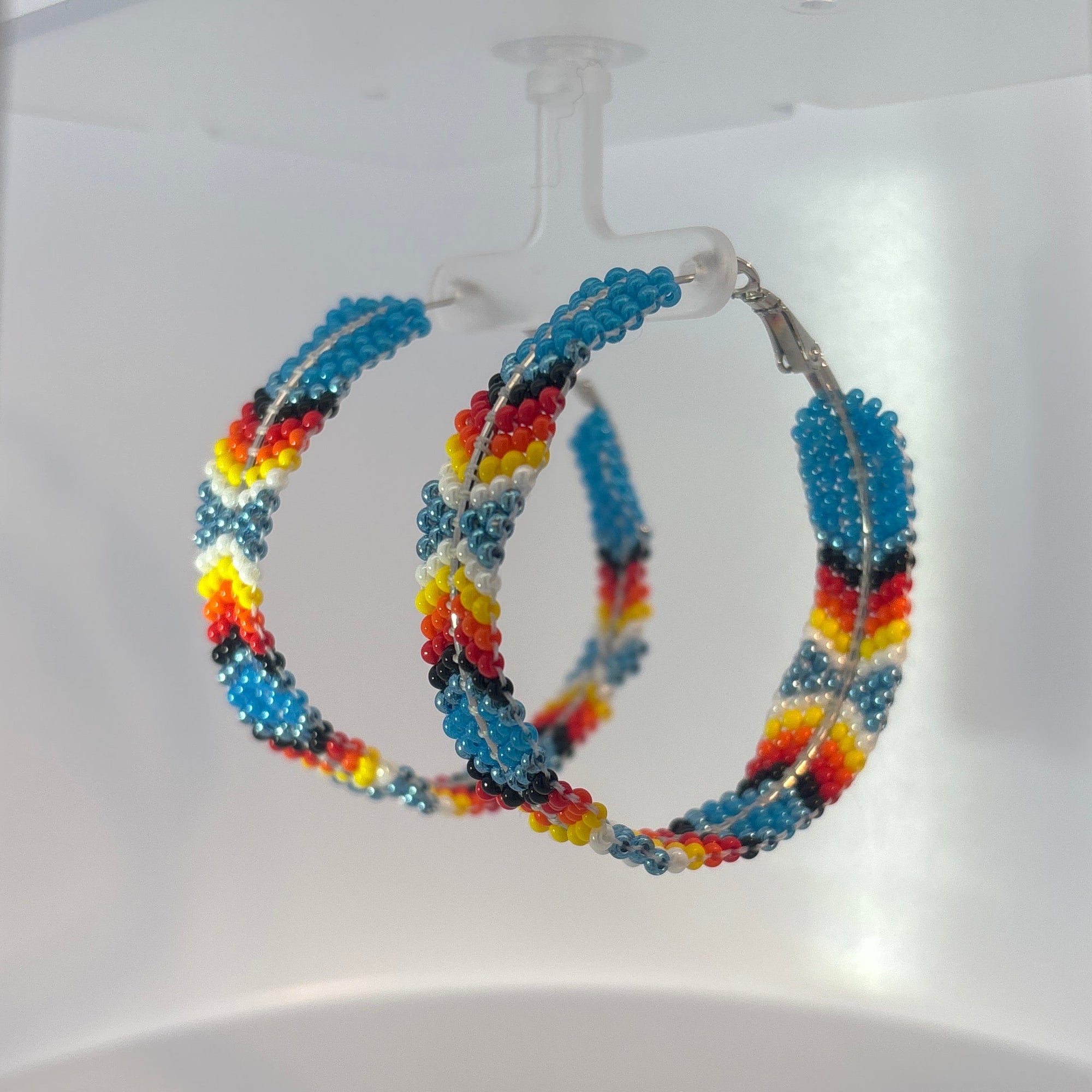 Beaded Earring Large Crochet Hoops