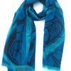 Shawl Poly Woven Bill Helin Frog - Turquoise - 53-53-603 - House of Himwitsa Native Art Gallery and Gifts