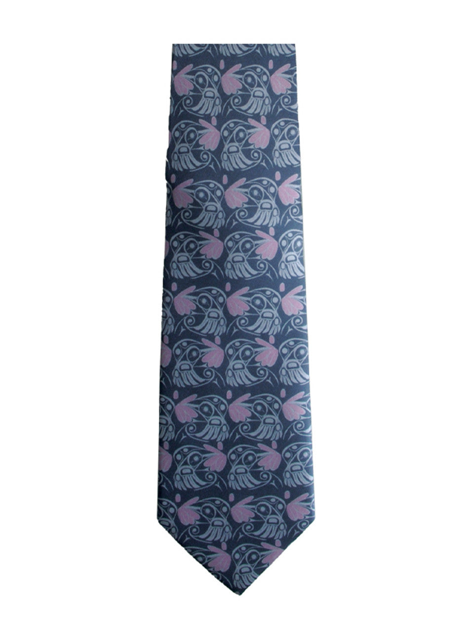 Silk Tie Bill Helin Hummingbird Grey/Pink -  - Ties - House of Himwitsa Art Gallery