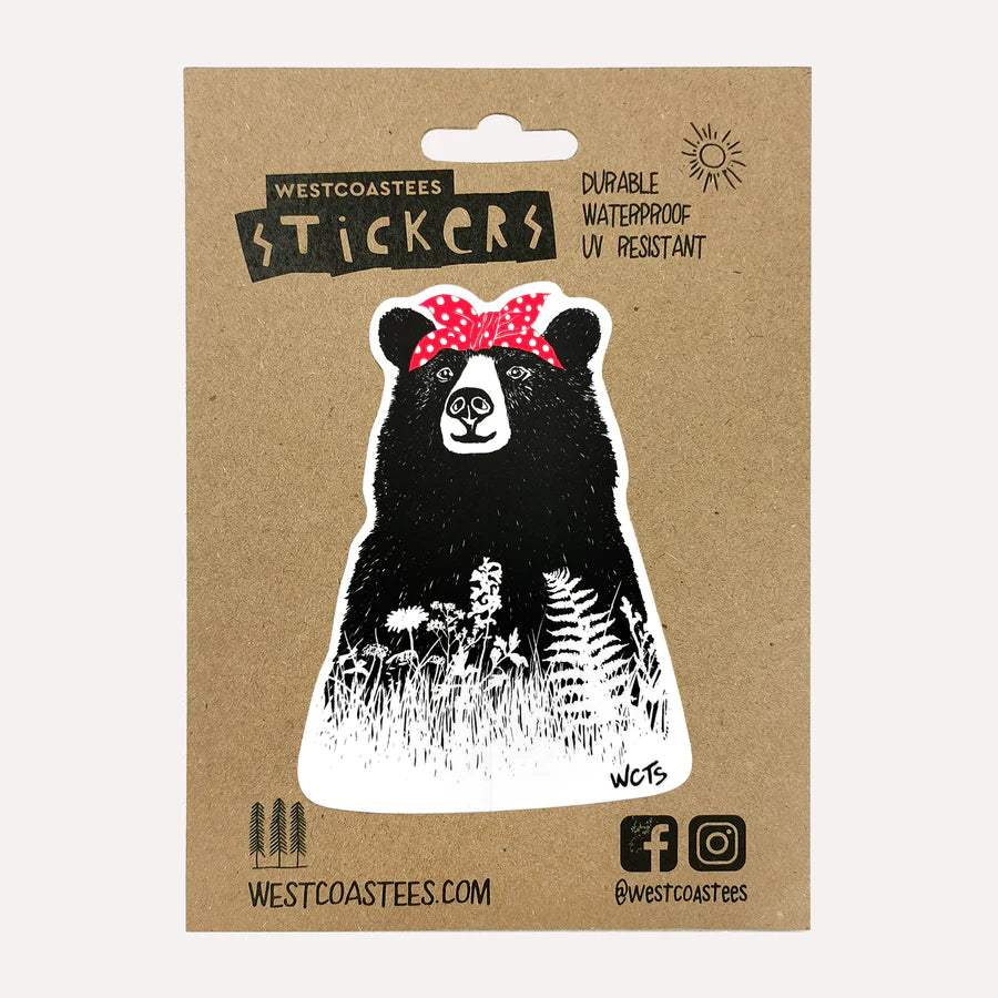 Westcoastees Bandana Bear Sticker - Westcoastees Bandana Bear Sticker -  - House of Himwitsa Native Art Gallery and Gifts