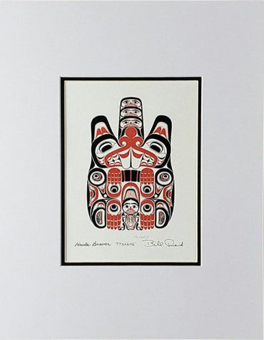 MATTED ART CARDS BILL REID - Haida Beaver - 7442M - House of Himwitsa Native Art Gallery and Gifts