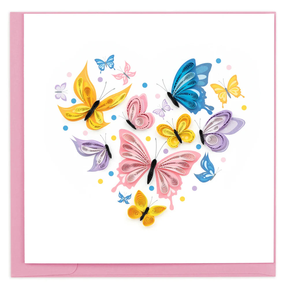 Quilling Art Card Butterfly Heart