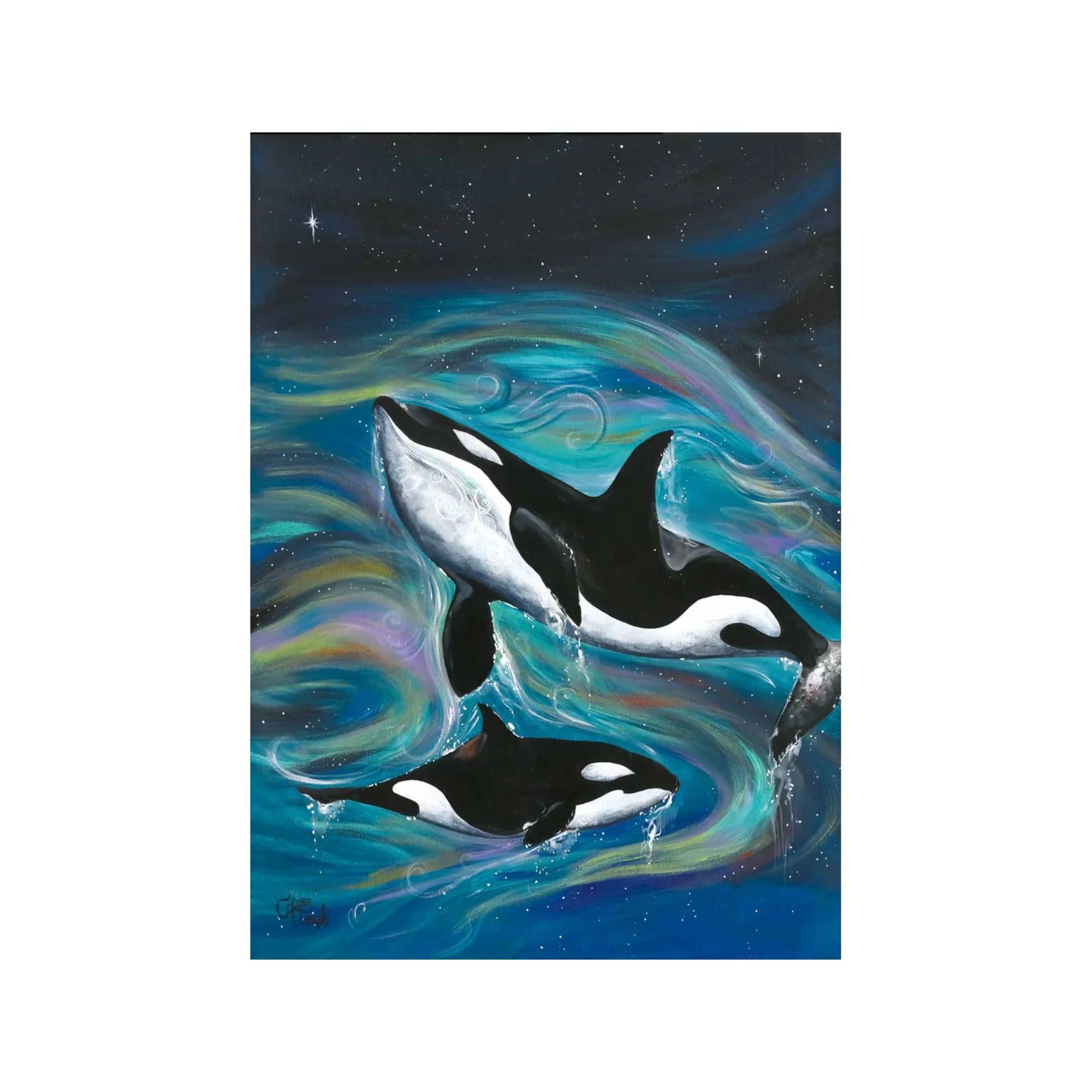 Art Card Carla Joseph Killer Whales - Art Card Carla Joseph Killer Whales -  - House of Himwitsa Native Art Gallery and Gifts