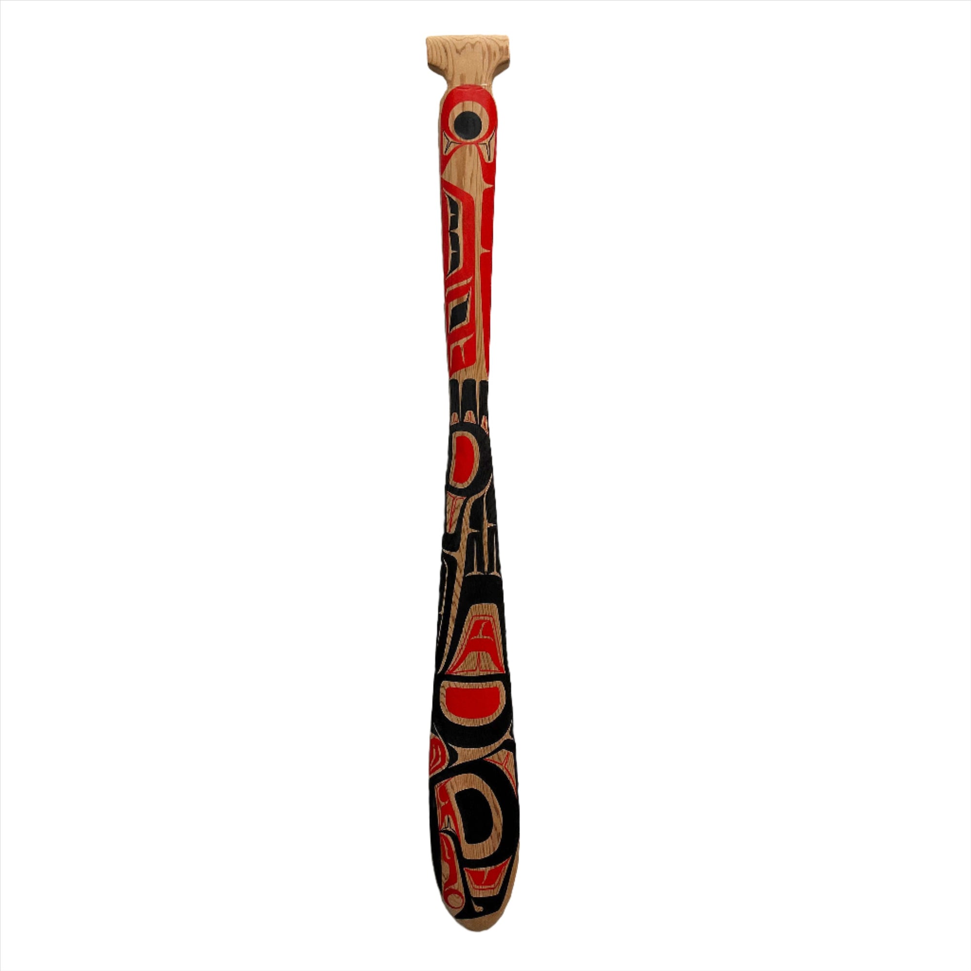 CECILIA ADAMS RAVEN RED CEDAR PADDLE 3 FEET - Cecilia Adams - PADDLES - House of Himwitsa Art Gallery