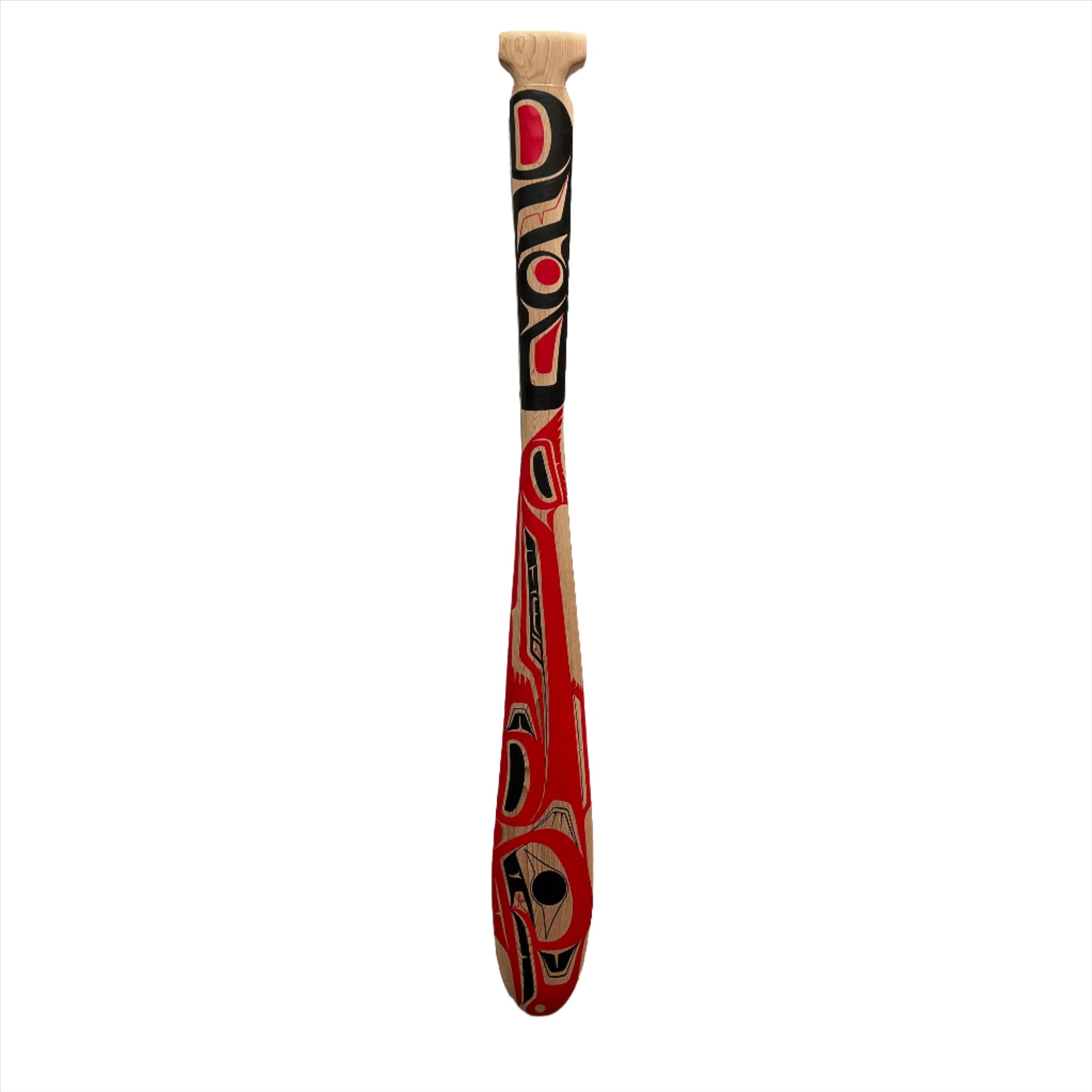 CECILIA ADAMS SALMON RED CEDAR PADDLE 3 FEET - Cecilia Adams - PADDLES - House of Himwitsa Art Gallery