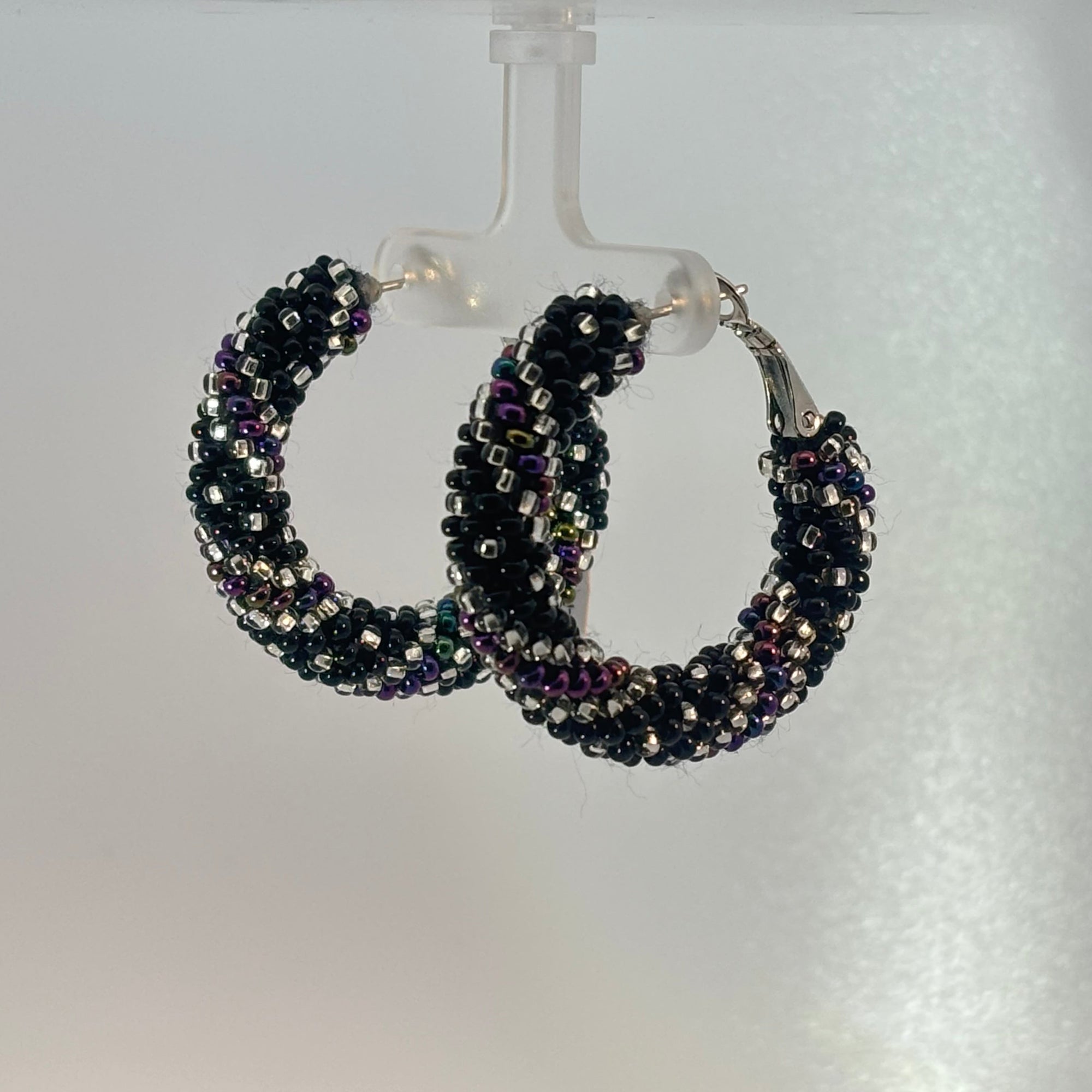 Beaded Earring Small Crochet Hoops