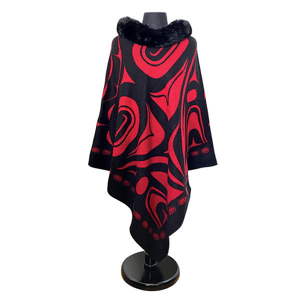 Faux Fur Collar Cape Raven -  - Capes - House of Himwitsa Art Gallery
