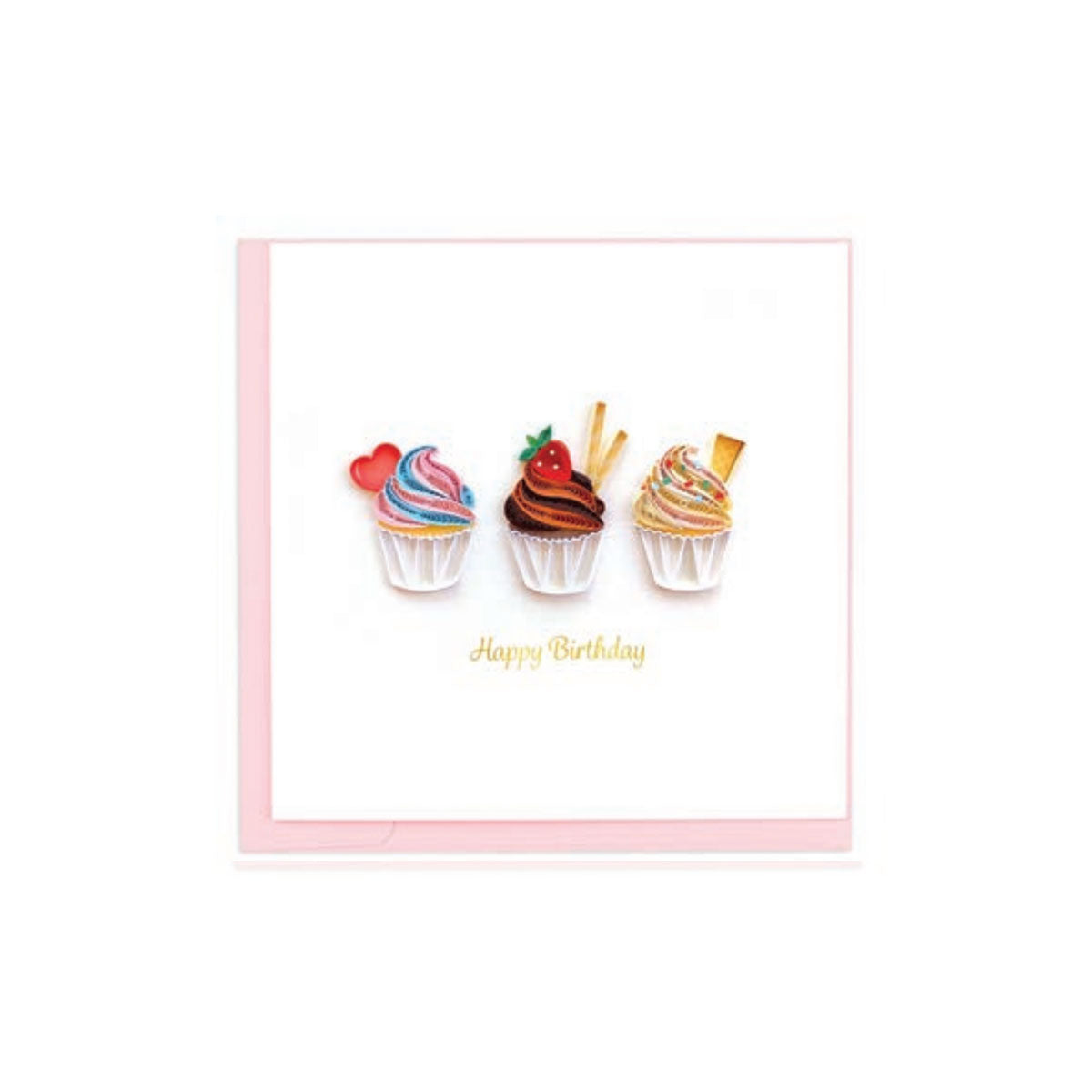 Quilling Art Card Birthday Cup Cake Trio