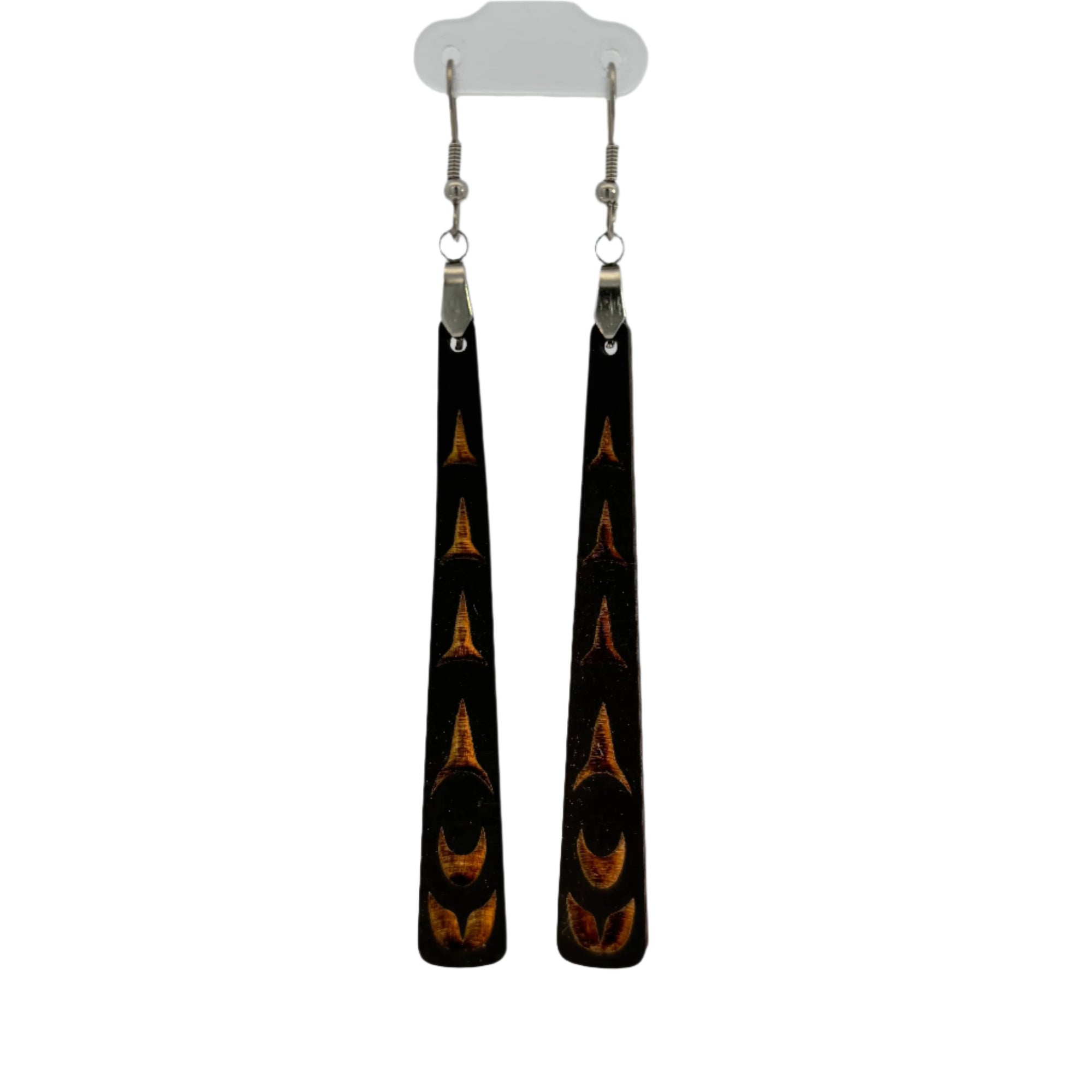 Raven Wolden Paddle Earrings -  - Earrings - House of Himwitsa Art Gallery