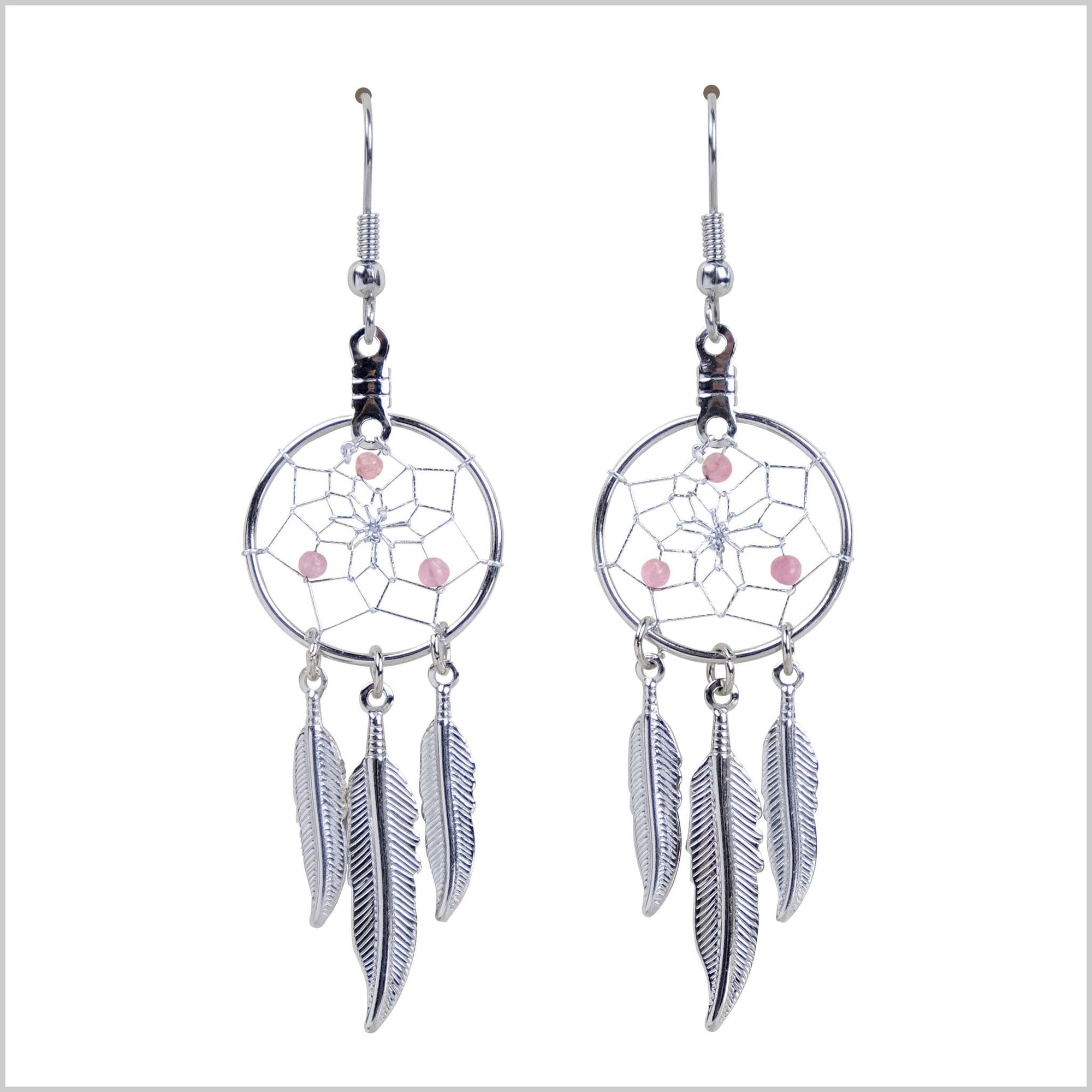 Dream Catcher Earrings Birthstone "October-Pink Tourmaline""