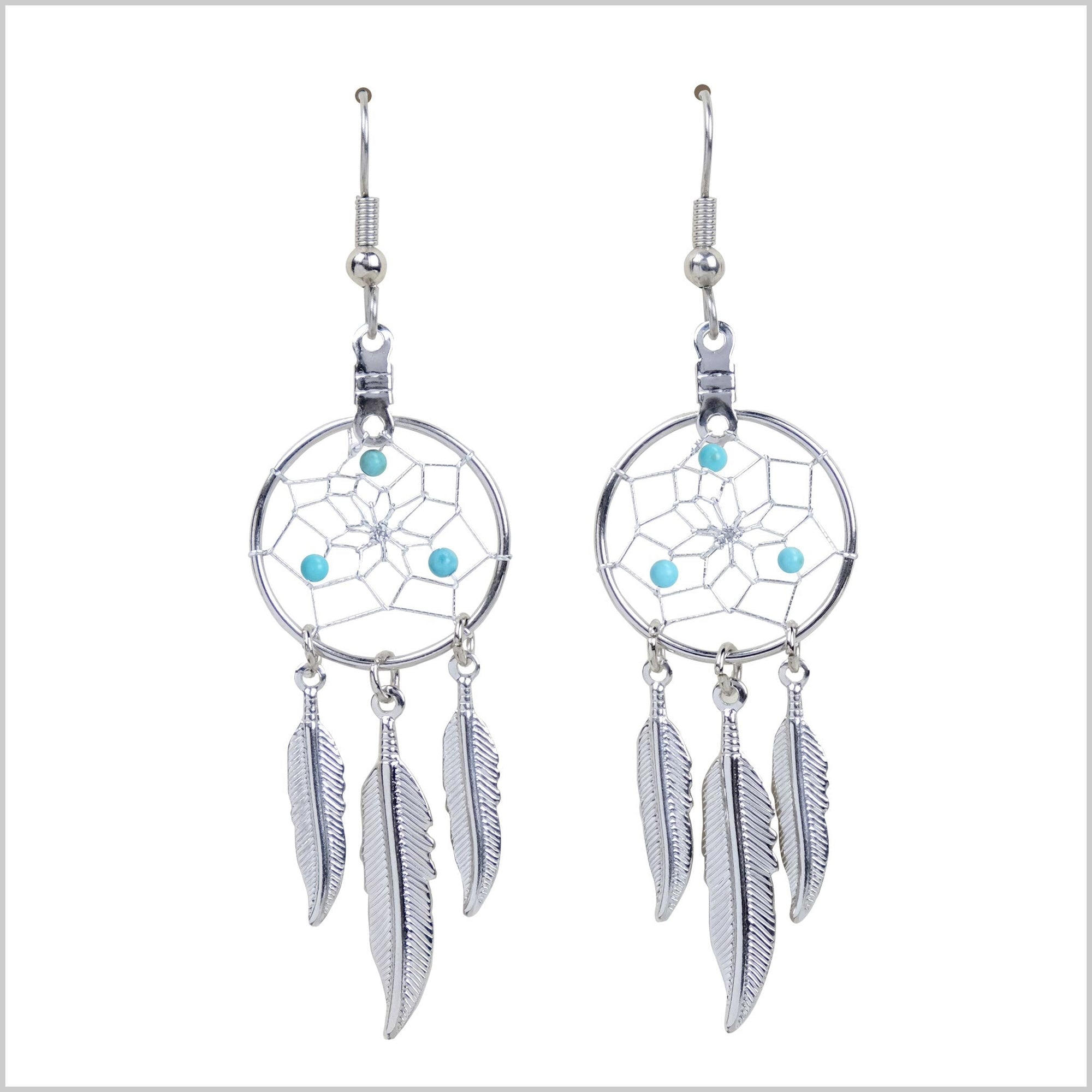 Dream Catcher Earrings Birthstone "December-Turquoise"" -  - Earrings - House of Himwitsa Art Gallery