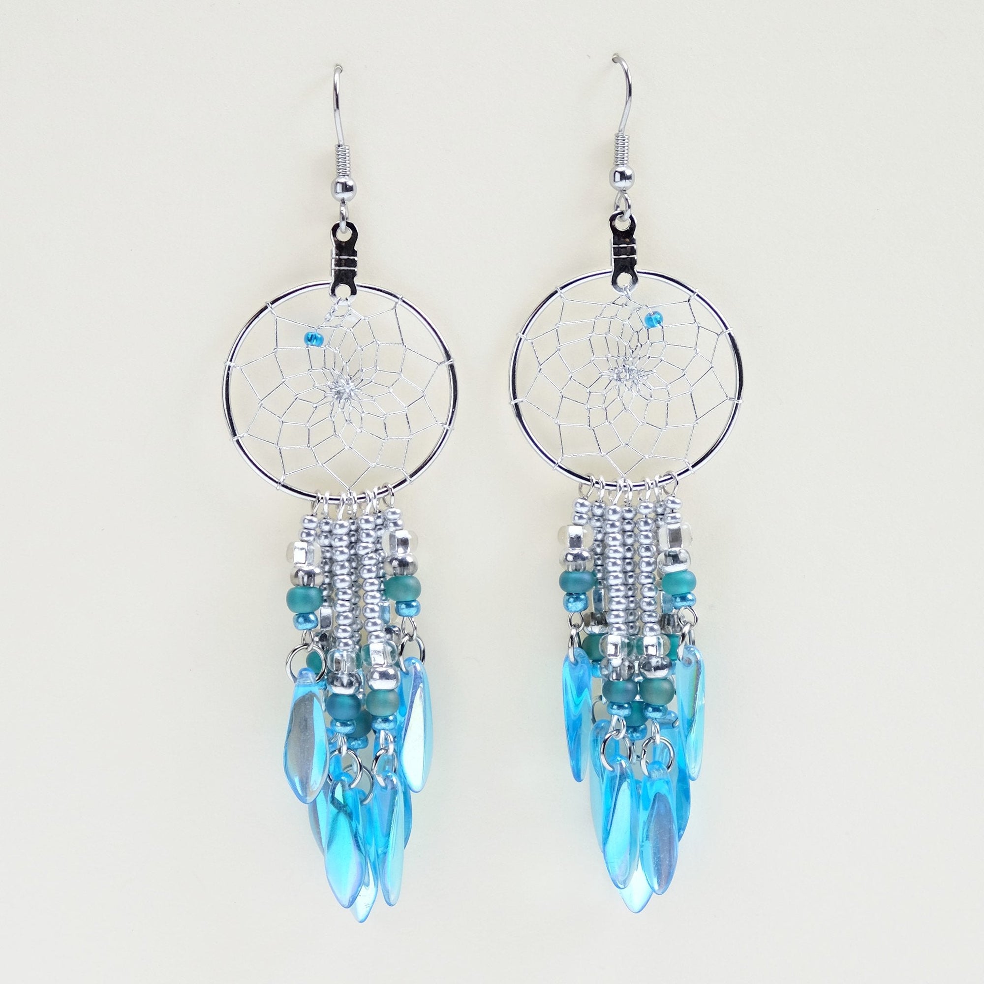 Earrings Dream Catcher 1" Jewellery with Glass Dagger Beads -  - Earrings - House of Himwitsa Art Gallery