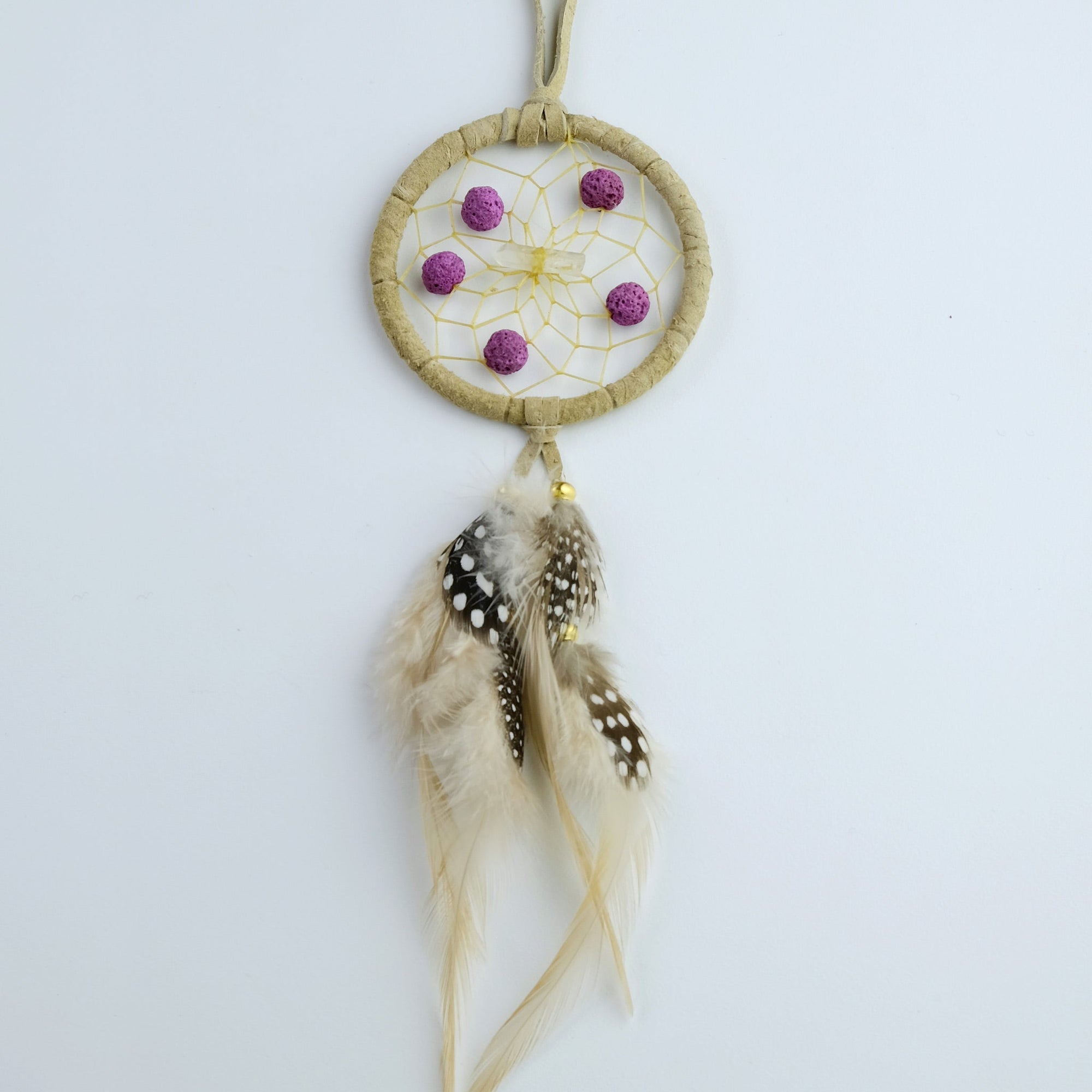 2.5" / 3" Aromatic Dream Catchers detailed with semi-precious Lava Stone Beads Assorted Colours - Monague Native Crafts - Dream Catcher - House of Himwitsa Art Gallery