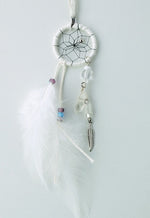 1" Magical Dream Catchers detailed with Quartz Crystal Assorted Colours - Monague Native Crafts - Dream Catcher - House of Himwitsa Art Gallery