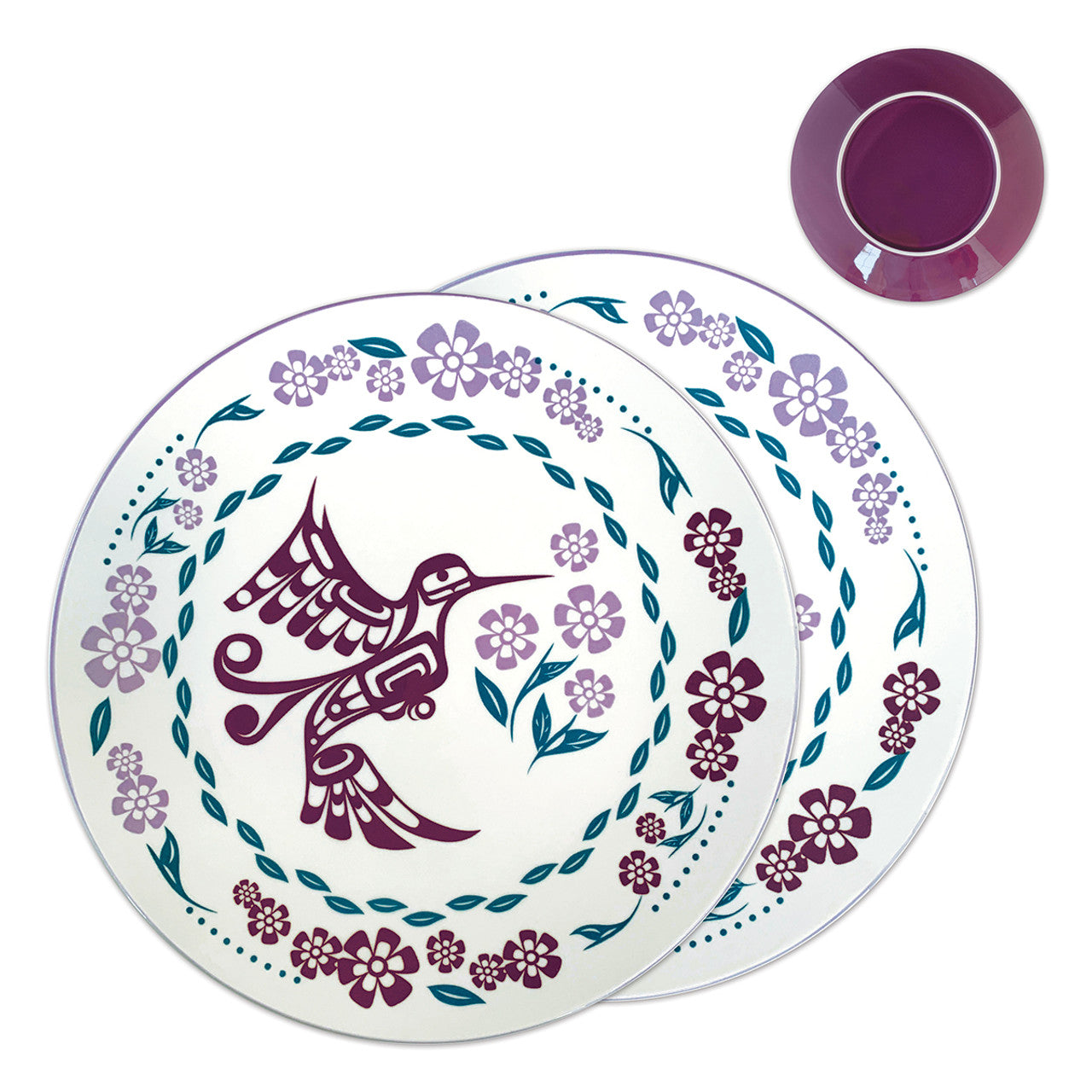 Porcelain Art Dinner Plate Hummingbird (purple)