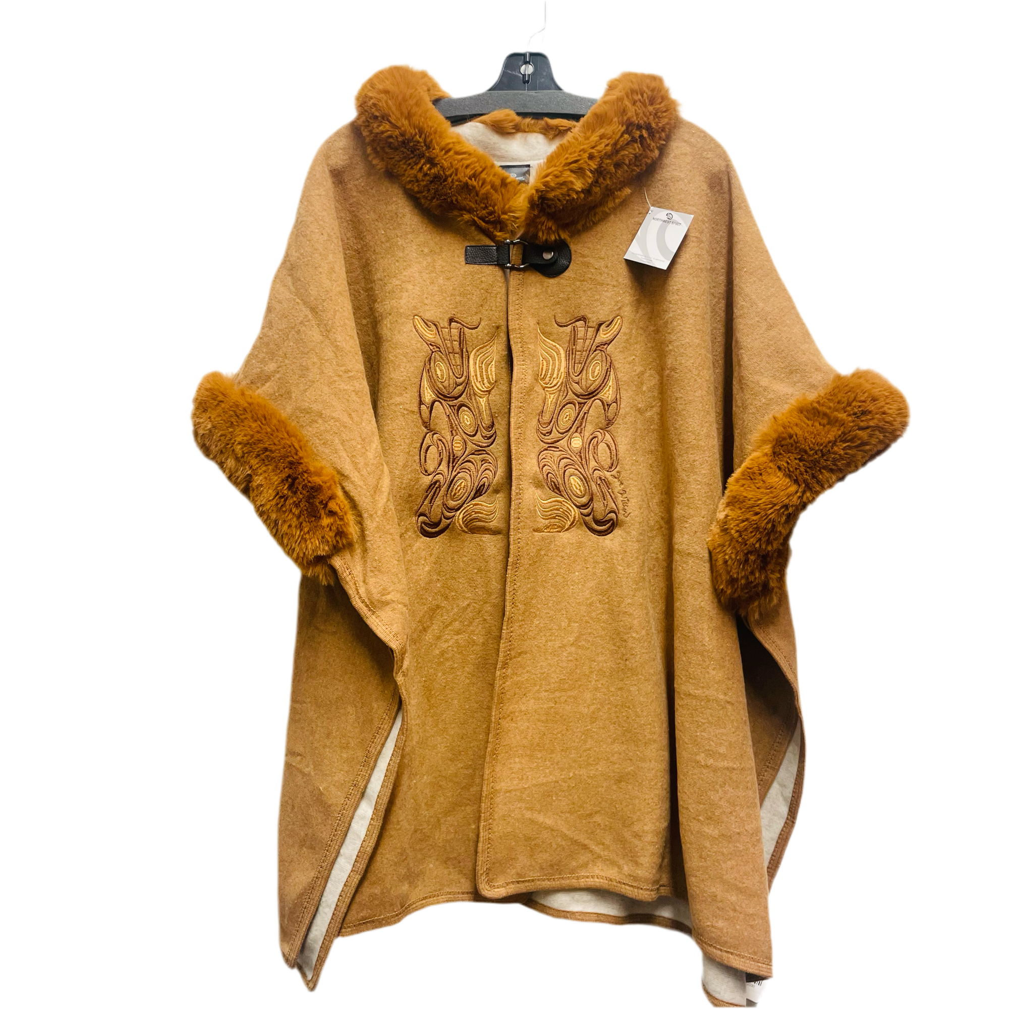 Hooded Cape Wolf With Faux Collar -  - Capes - House of Himwitsa Art Gallery