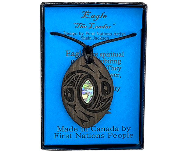 WOOD PENDANTS - Dark Walnut / Twin Eagles - 209WPD - House of Himwitsa Native Art Gallery and Gifts
