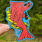 Westcoastees Ella the Salmon Sticker - Westcoastees Ella the Salmon Sticker -  - House of Himwitsa Native Art Gallery and Gifts