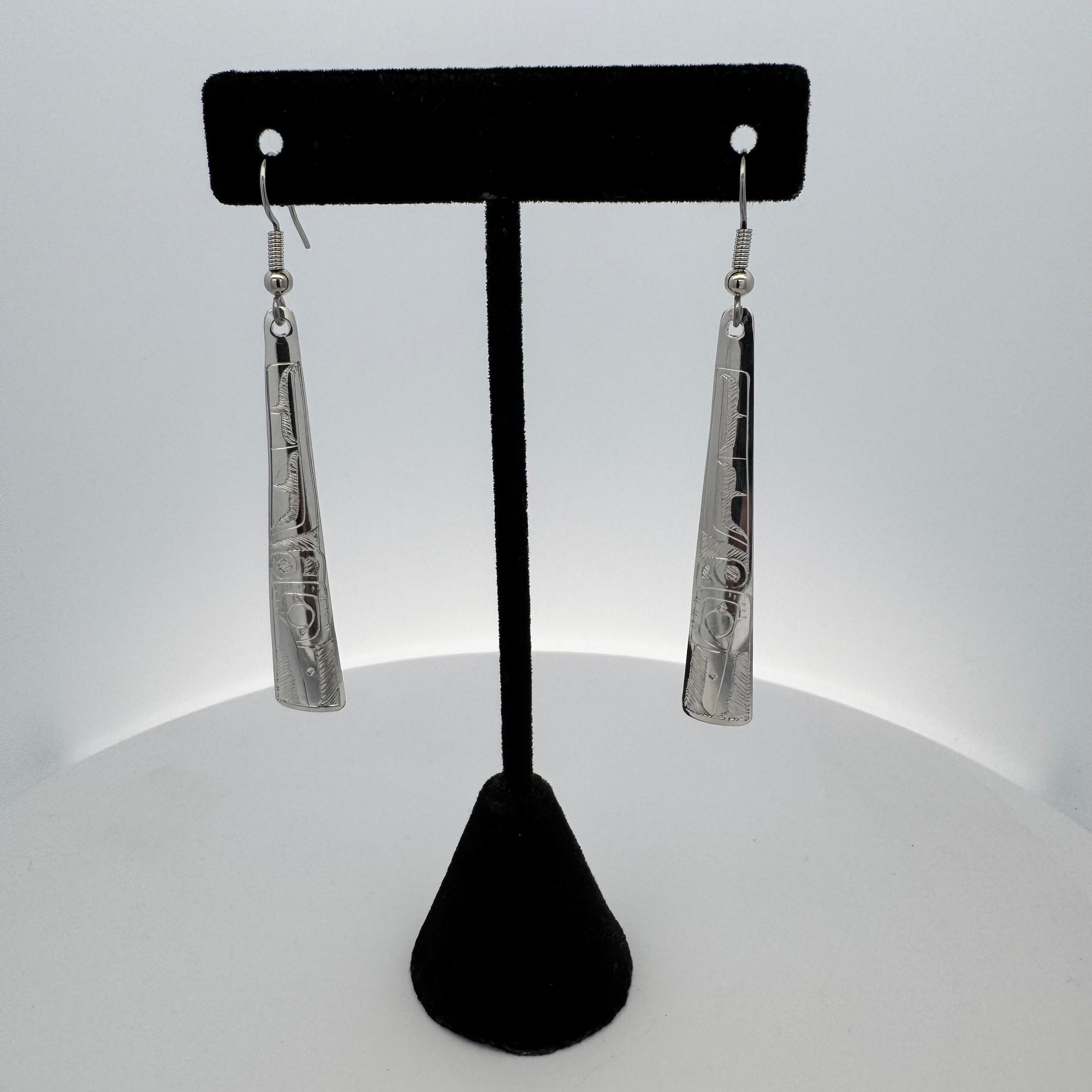 Gilbert Pat 2" Silver Earrings Long Triangle -  - Silver Earrings - House of Himwitsa Art Gallery