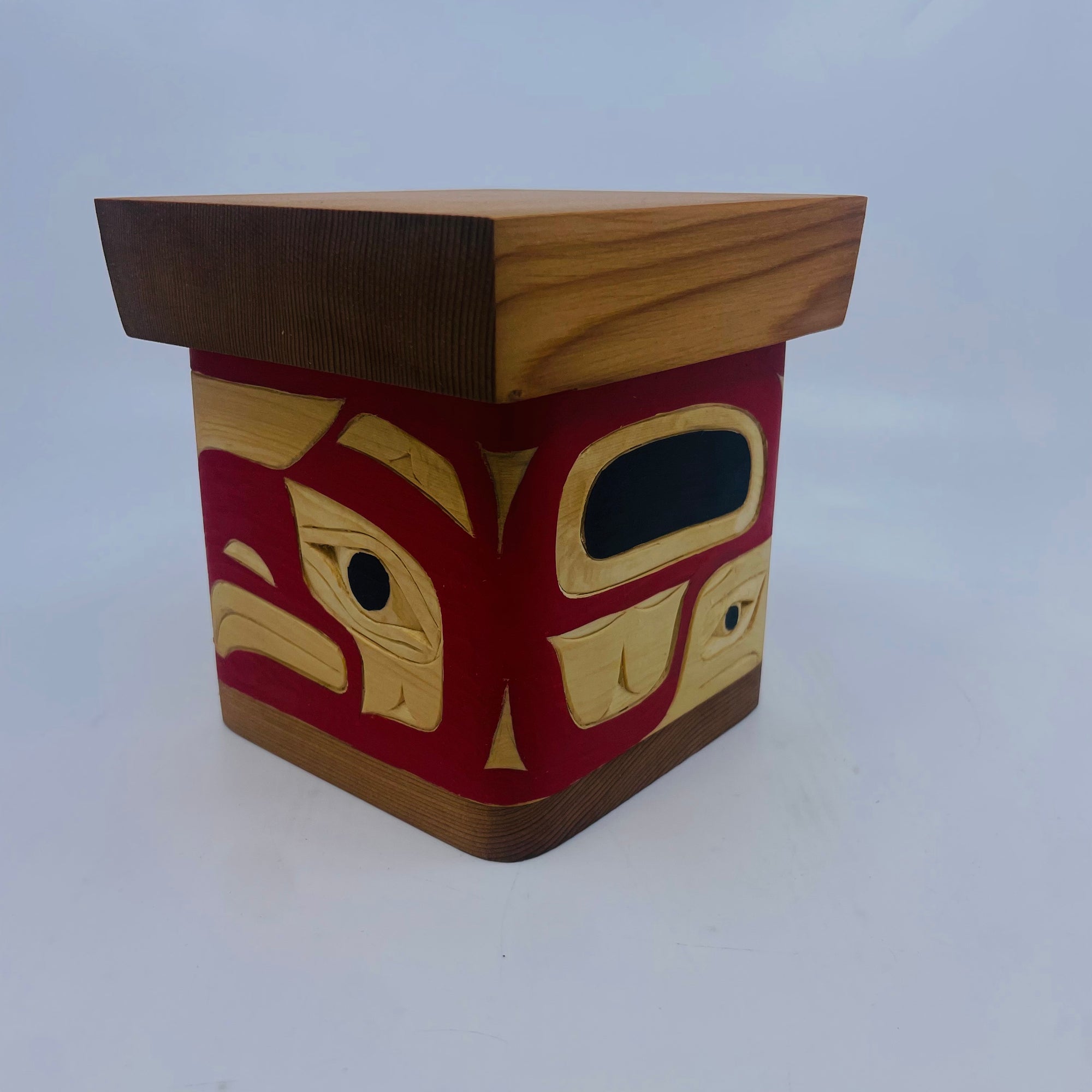 Joe Campbell Yellow Cedar Bentwood Box Eagle -  - Carving - House of Himwitsa Art Gallery