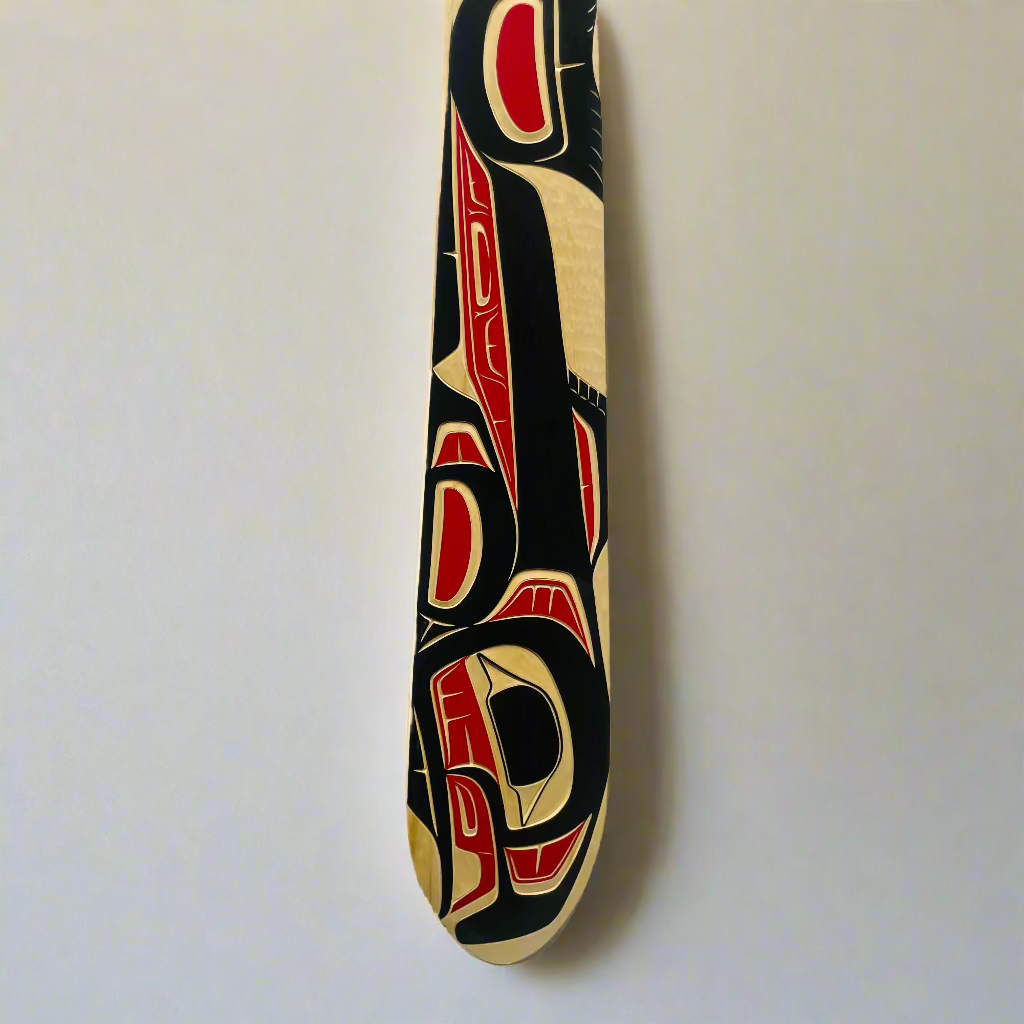 Cecilia Adams Paddle Yellow Cedar Salmon 5ft -  - Padle - House of Himwitsa Art Gallery