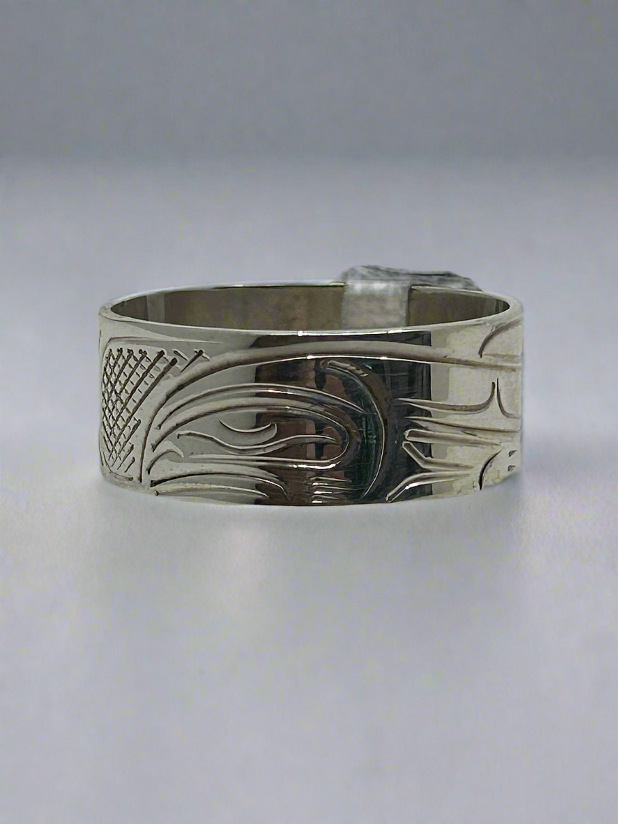 John Lancaster 3/8 Silver Ring Salmon -  - Silver Ring - House of Himwitsa Art Gallery