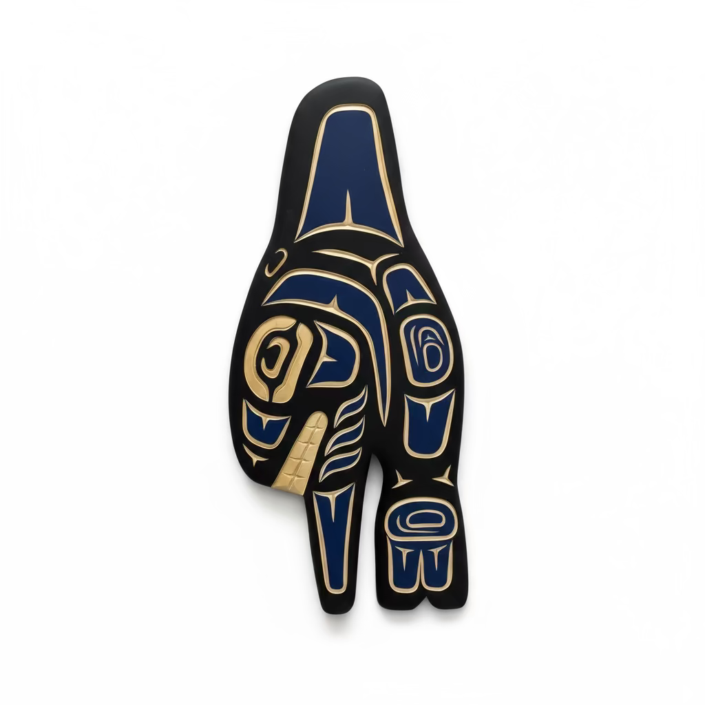 Valencia Bird Yellow Cedar Panel Killer Whale Blue -  - Carving - House of Himwitsa Art Gallery