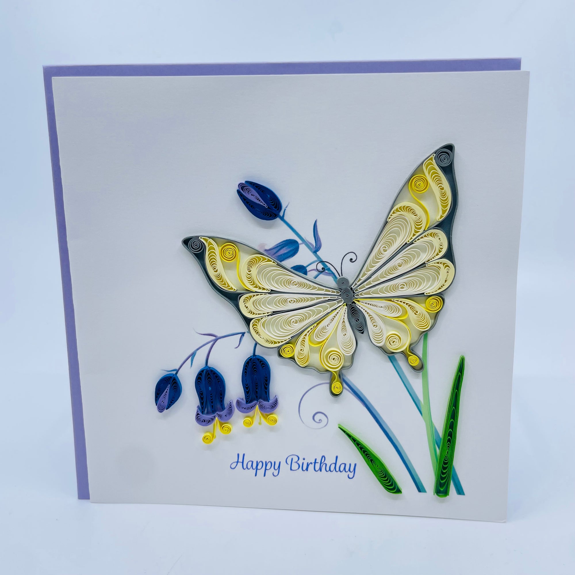 Quilling Art Card Birthday Butterfly/Bluebells -  - quilling art card - House of Himwitsa Art Gallery