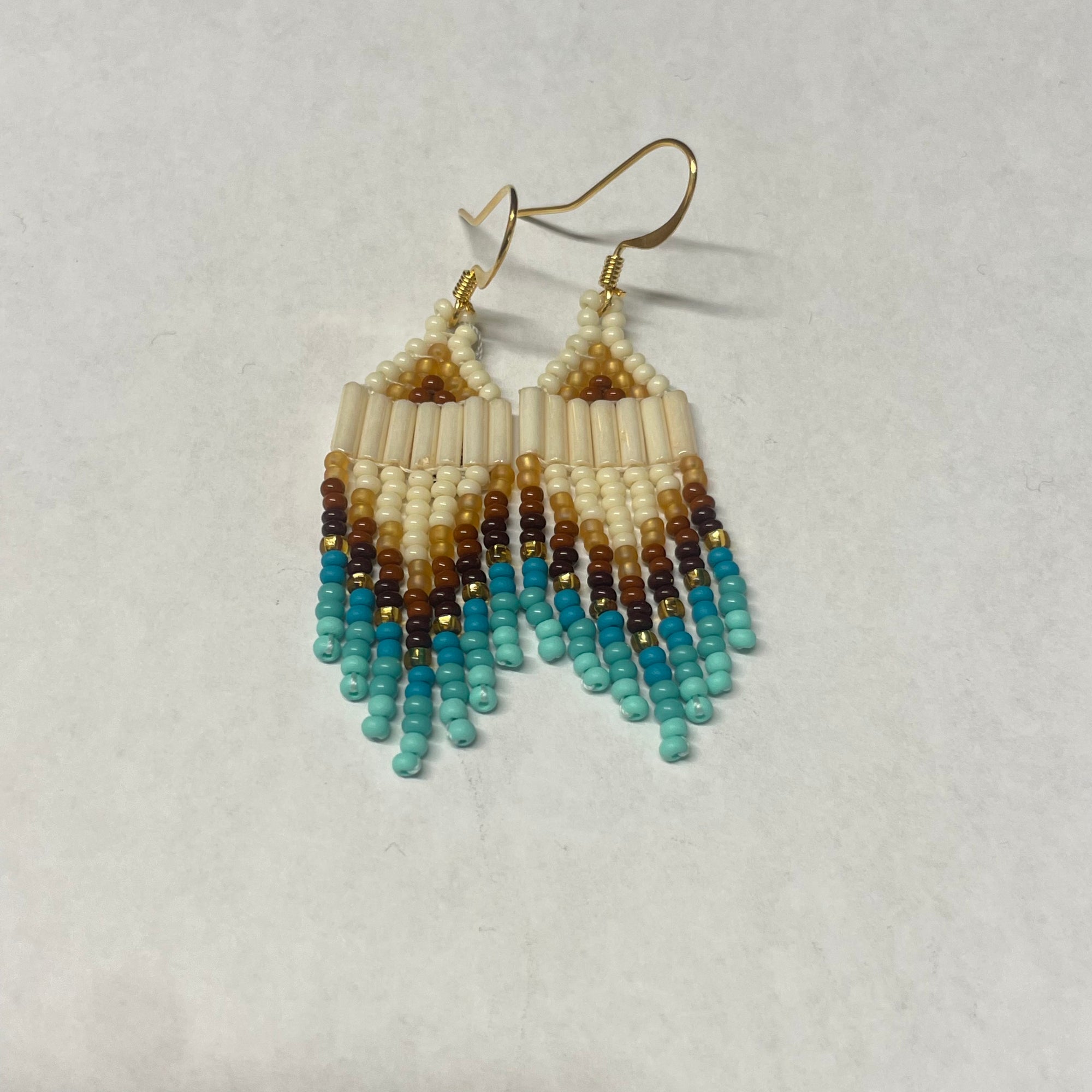 Beaded Earrings Golden Earth to Water -  - Beaded Earrings - House of Himwitsa Art Gallery