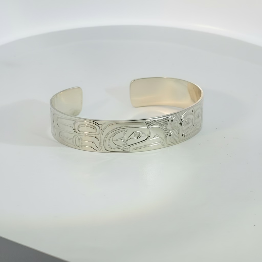 Travis Henry 1/2" Silver Bracelet Eagle and Orca
