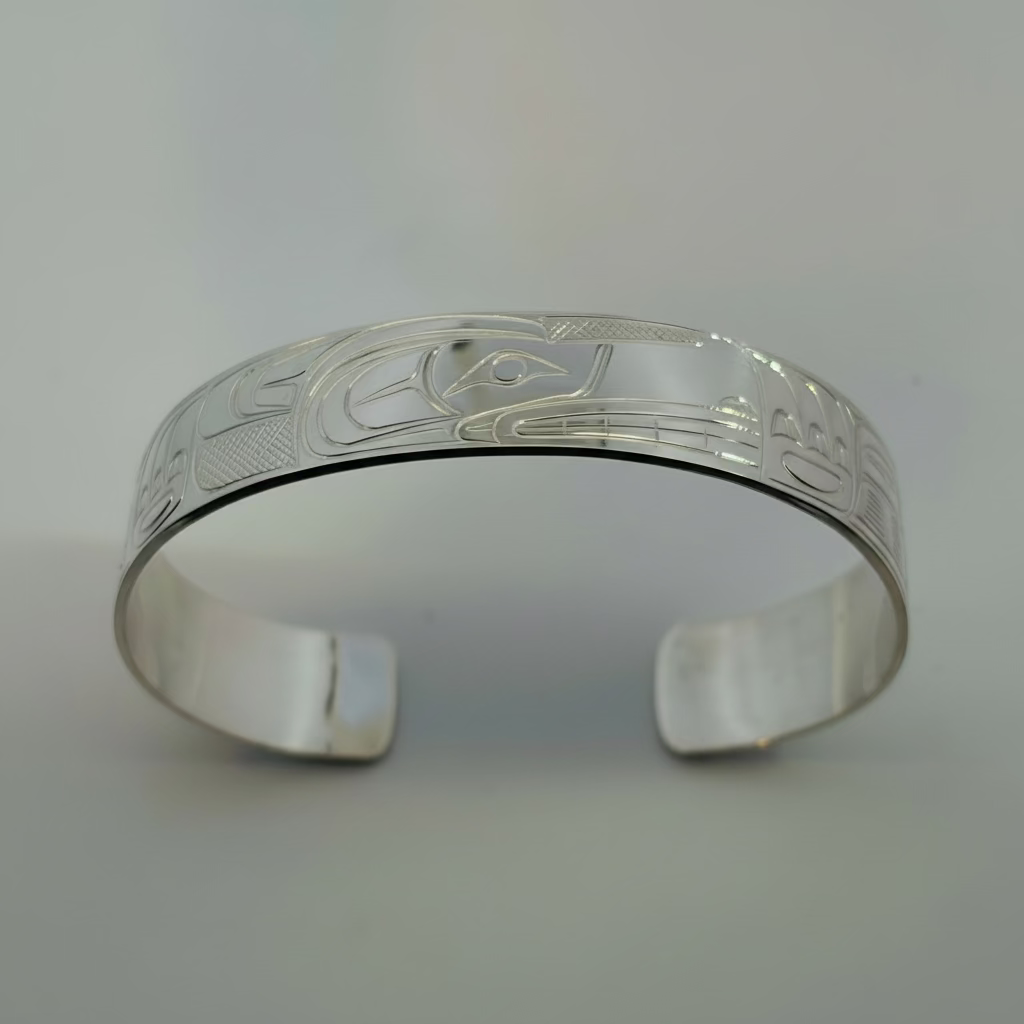 Travis Henry 1/2" Silver Bracelet Wolf