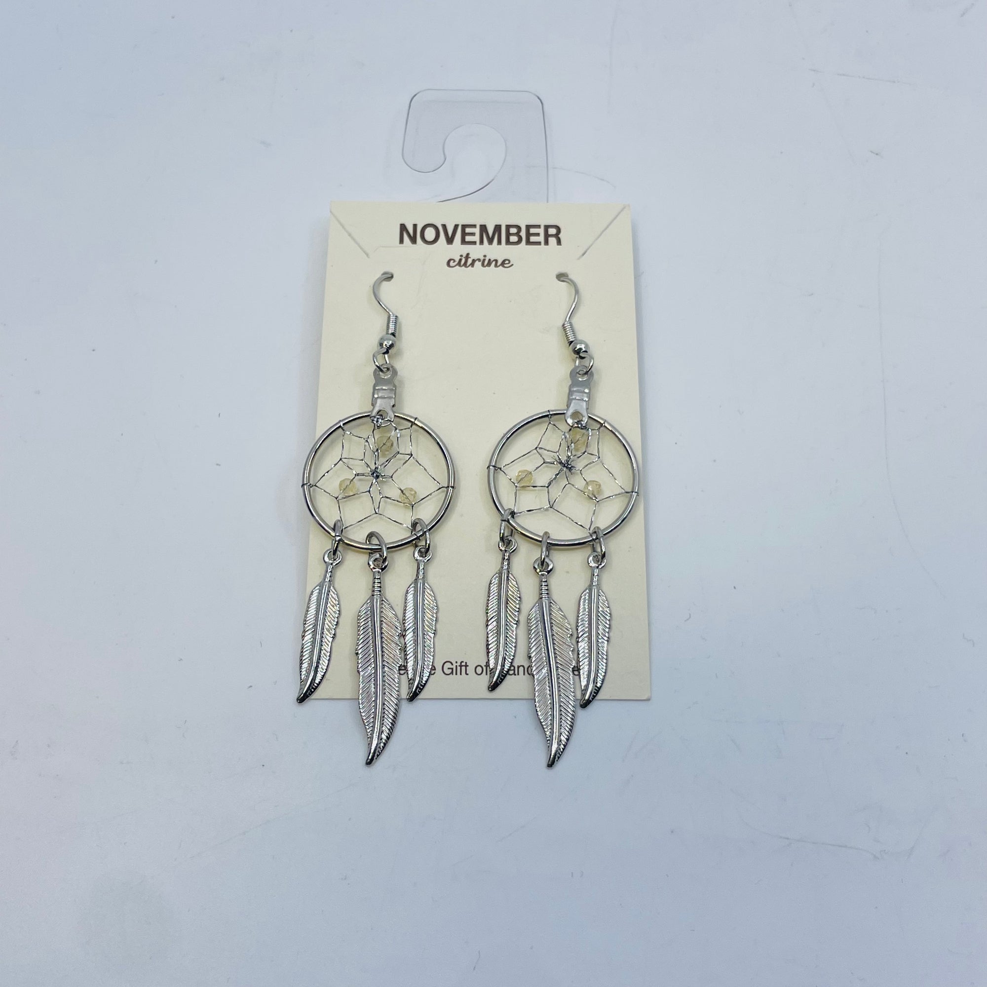 Dream Catcher Earrings Birthstone "November- Citrine"" -  - Earrings - House of Himwitsa Art Gallery