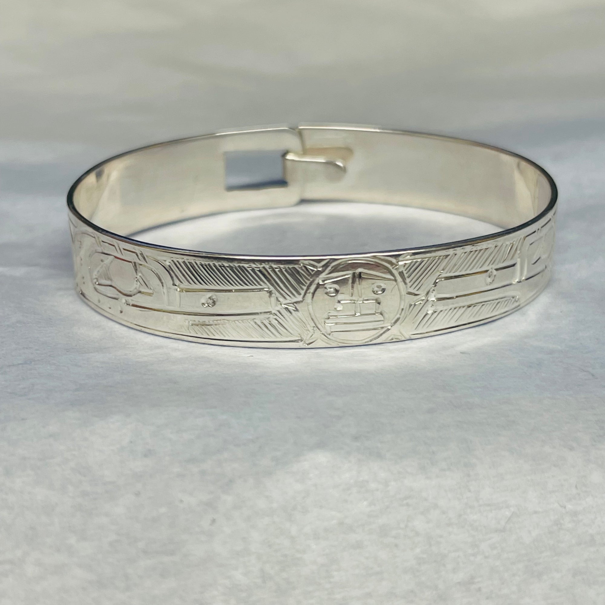 Gilbert Pat 5/16" Silver Youth Bracelet 2 Hummingbird and Sun -  - Silver Bracelet - House of Himwitsa Art Gallery