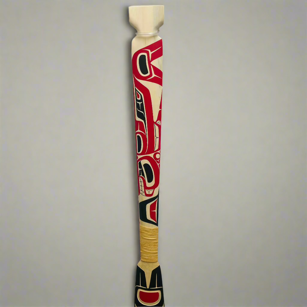 Cecilia Adams Paddle Yellow Cedar Killerwhale 5ft -  - Padle - House of Himwitsa Art Gallery